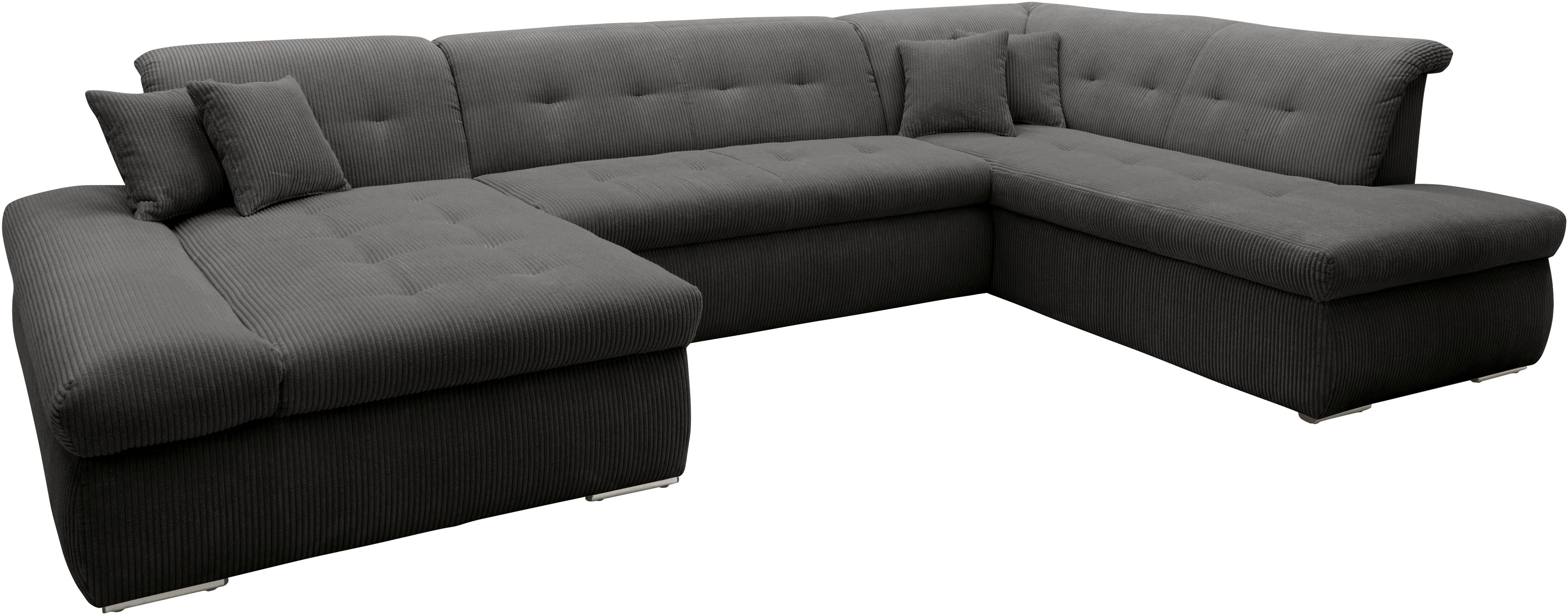 DOMO collection Zithoek Moric U-vorm ook in cord in xxl-formaat, naar keuze met slaapfunctie en verstelbare armleuning