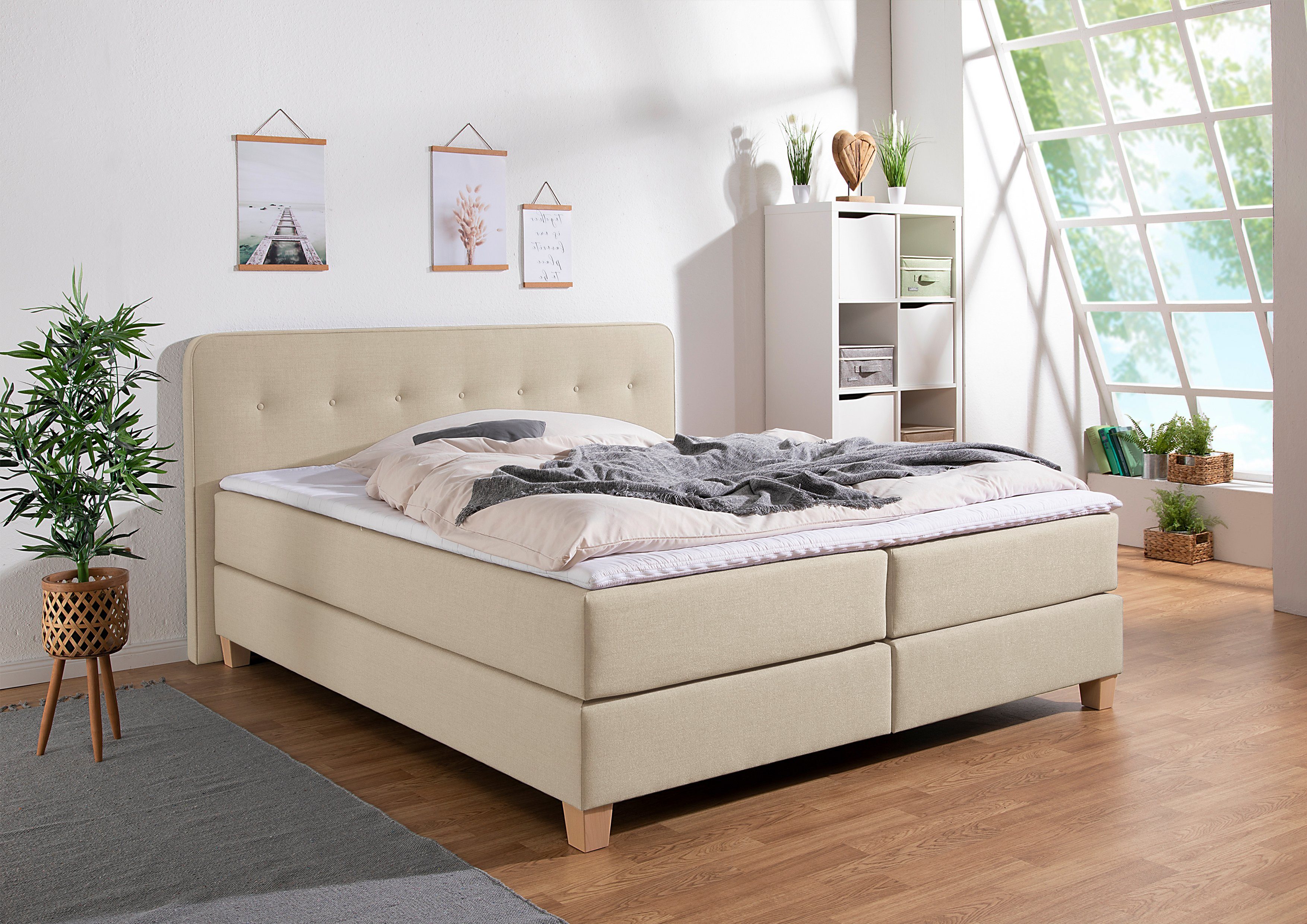 Home affaire Boxspring Fargo XXL in extra lang 220 cm, met topmatras, 3 uitvoeringen, 4, breedten