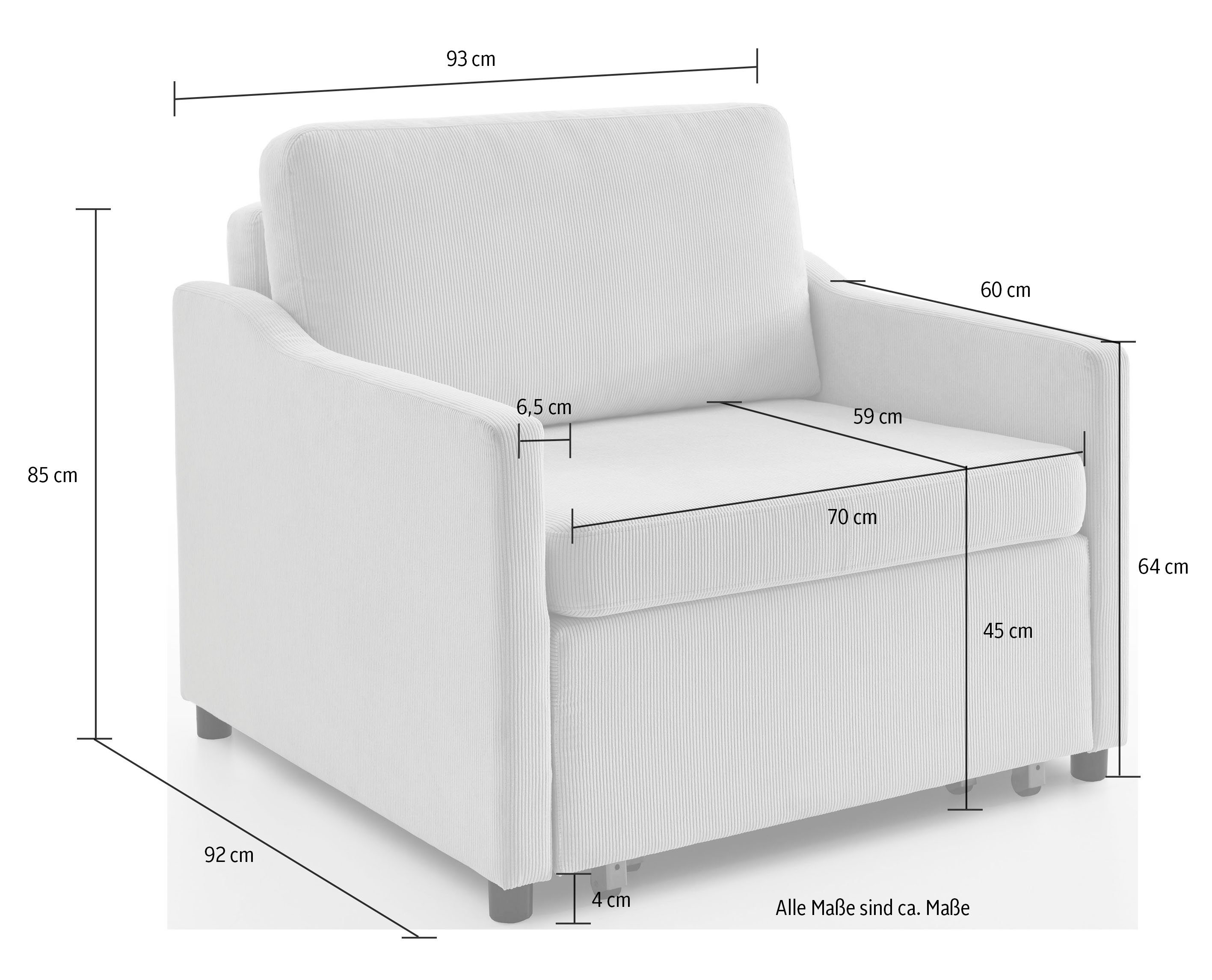 ATLANTIC home collection XXL-fauteuil Anella met cordbekleding, met slaapfunctie, vrij plaatsbaar