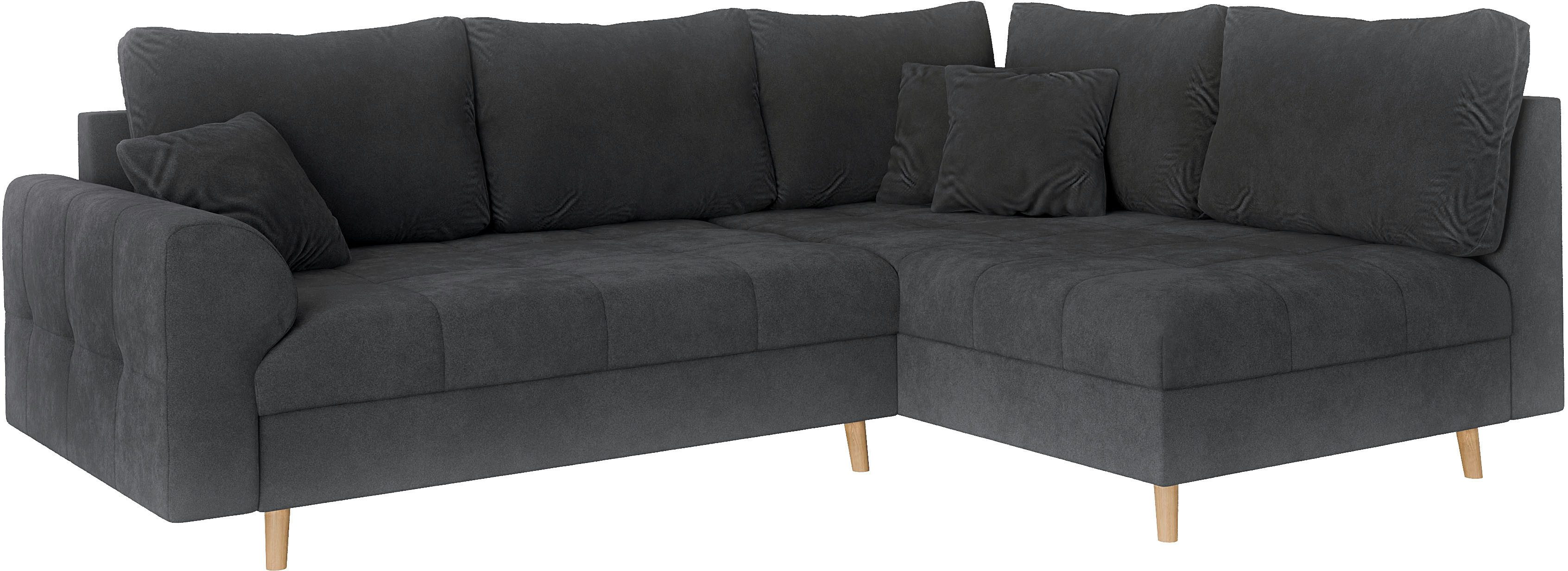 Home affaire Hoekbank CHARRE L-vorm met ottomane, afmetingen B/D/H: 231/161/81 cm fijne stiksels, losse rug- en sierkussens, ook in cord en bouclé