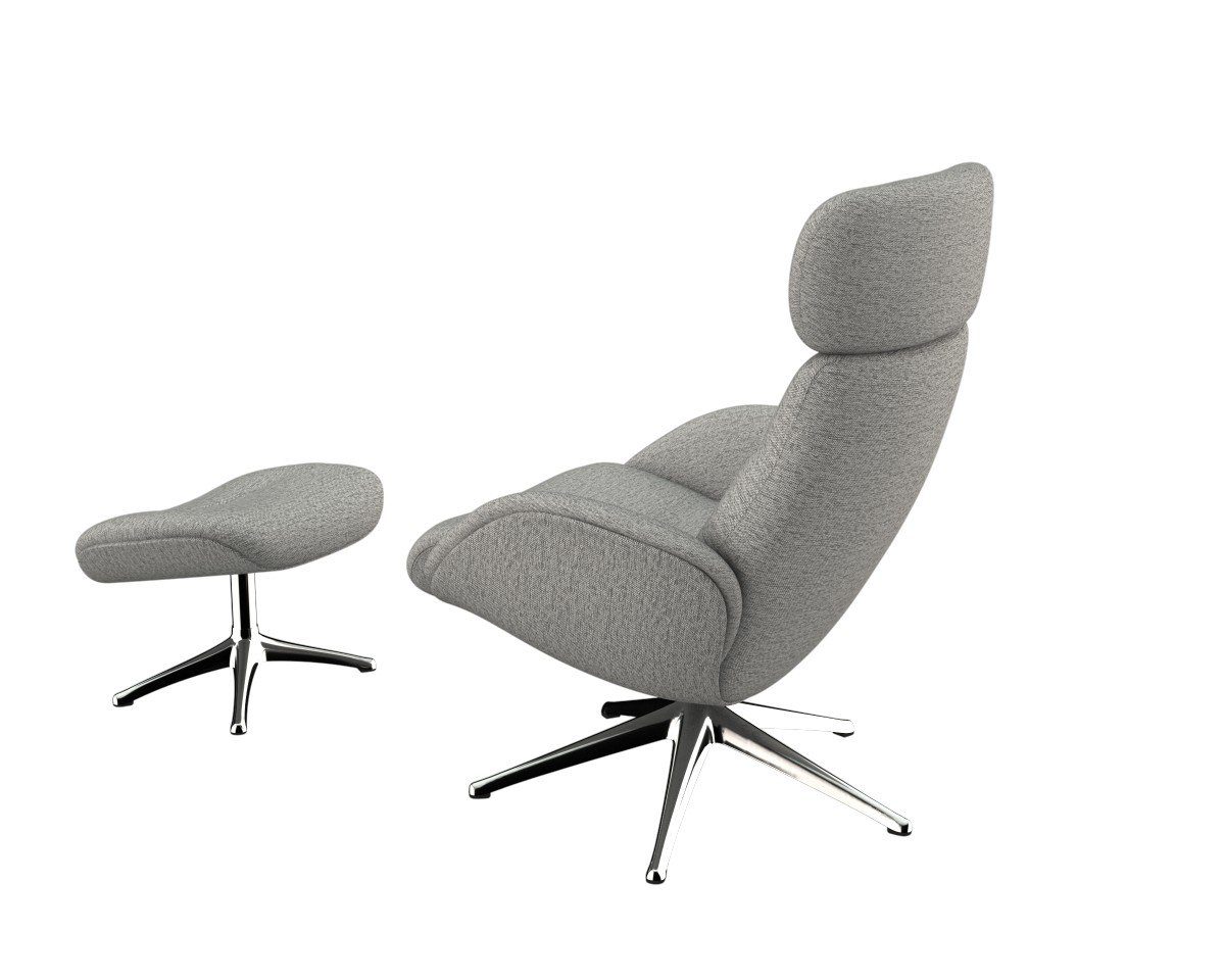 FLEXLUX Relaxfauteuil Elegant, functionele stoel, gestoffeerde stoel, armleuningen, TV-fauteuil, Premium comfort, rug- en hoofdeindeverstelling, draaibaar, voet van aluminium