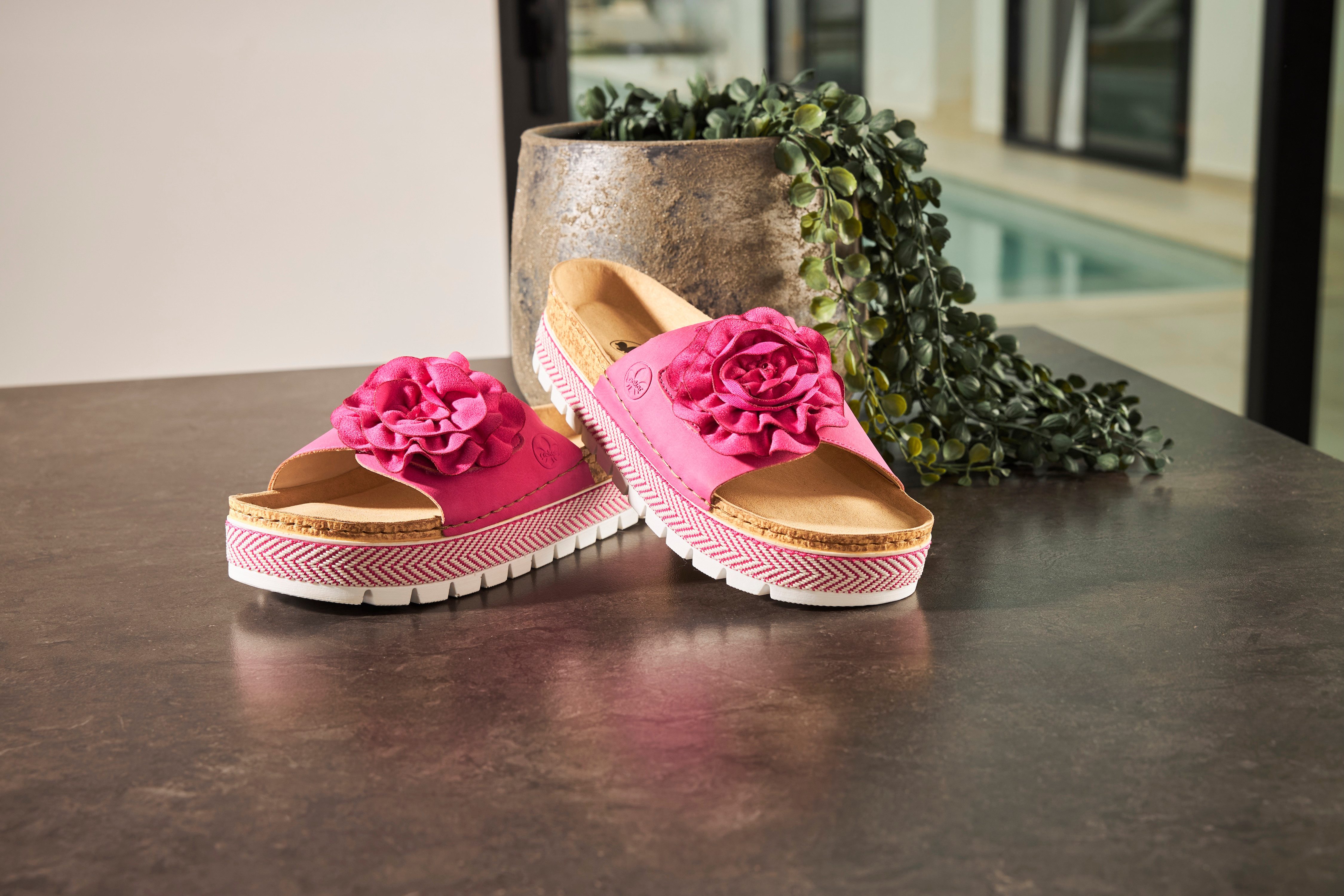 Rieker Slippers , zomerschoen, slippers met modieus plateau
