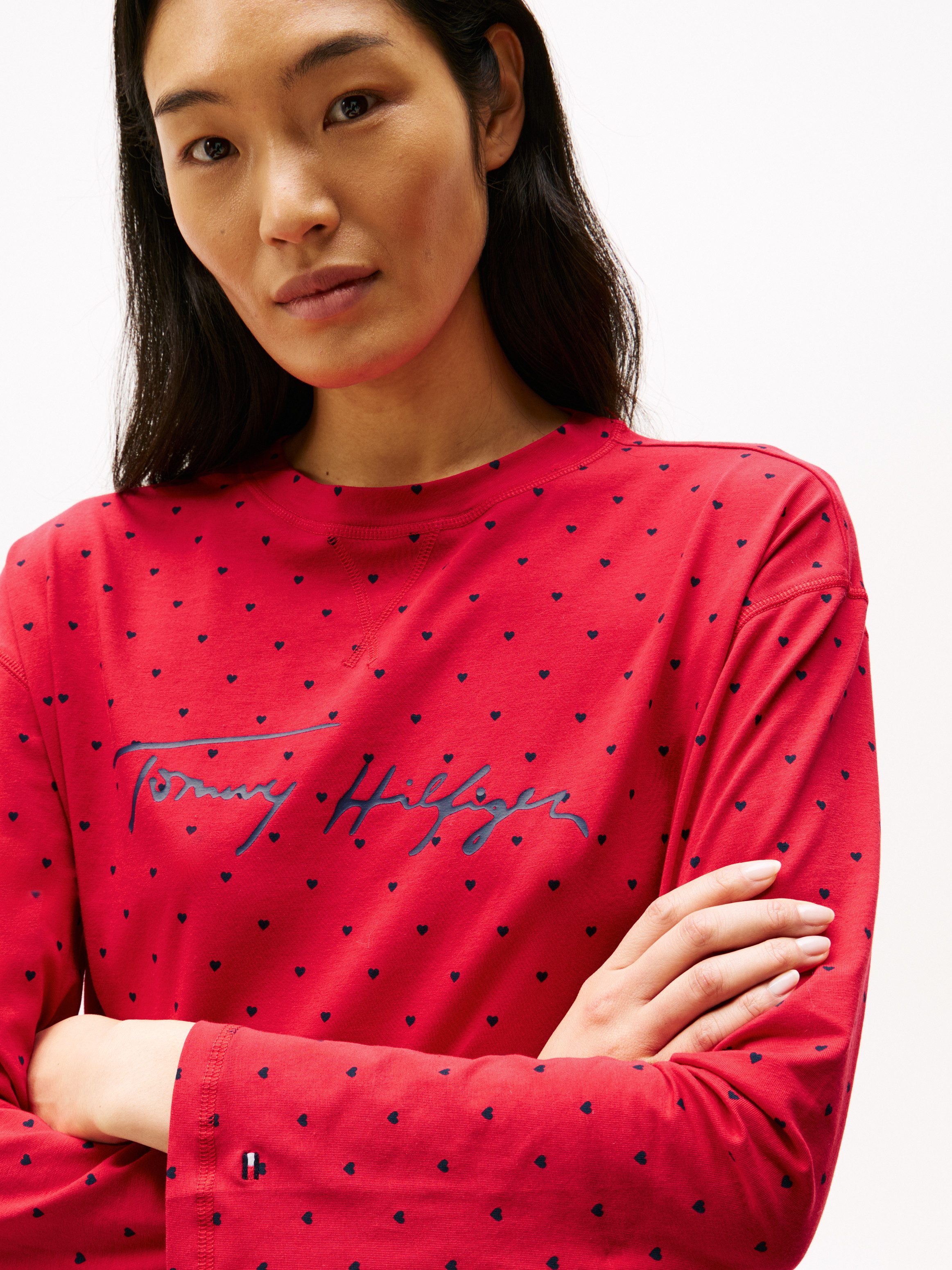 Tommy Hilfiger Underwear Pyjama LS SHORT PRT PJ SET met hartjes allover-patroon (set 2-delig 2-delig)