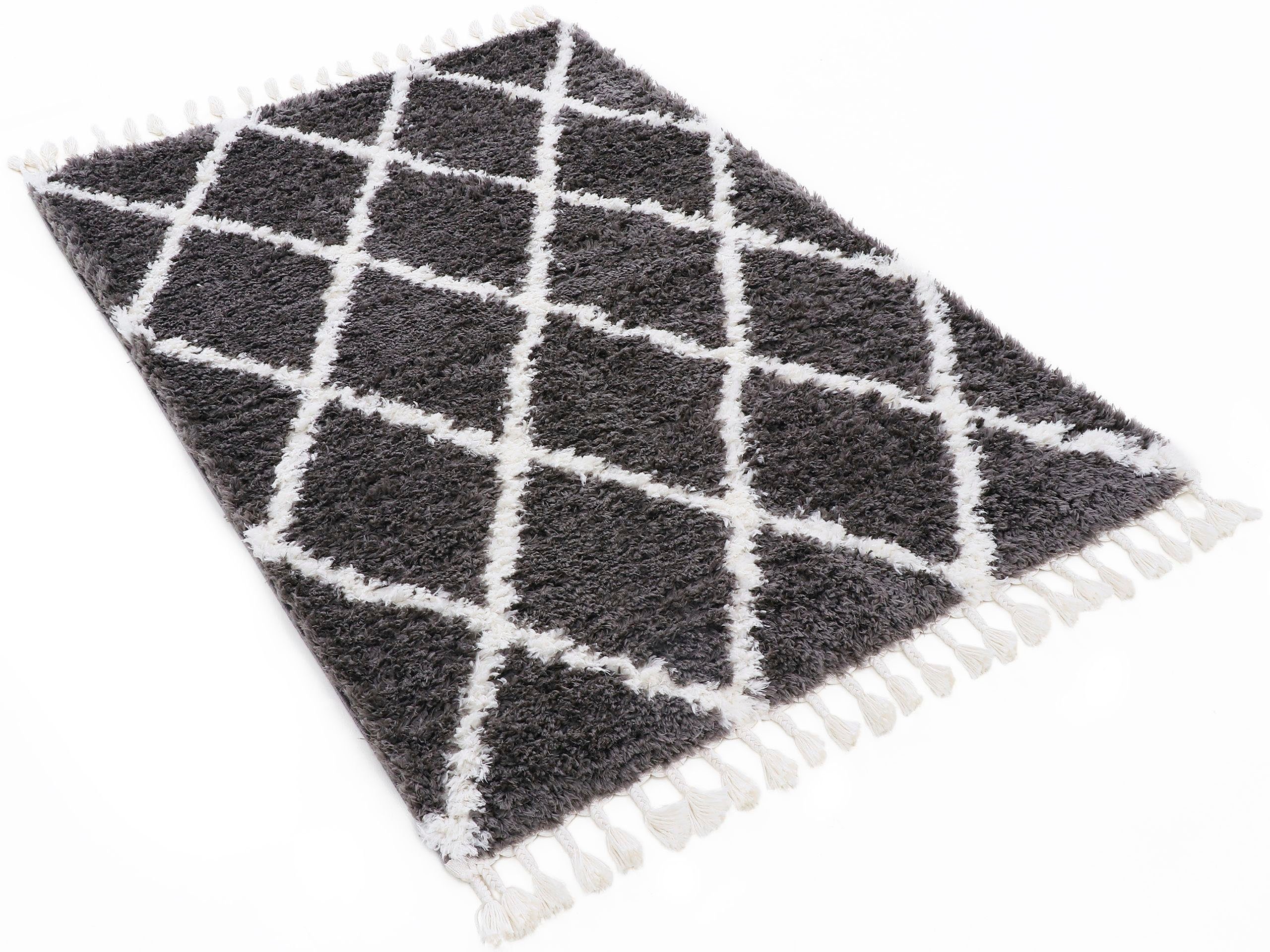 carpetfine Hoogpolig vloerkleed Edda met moderne franje, woonkamer