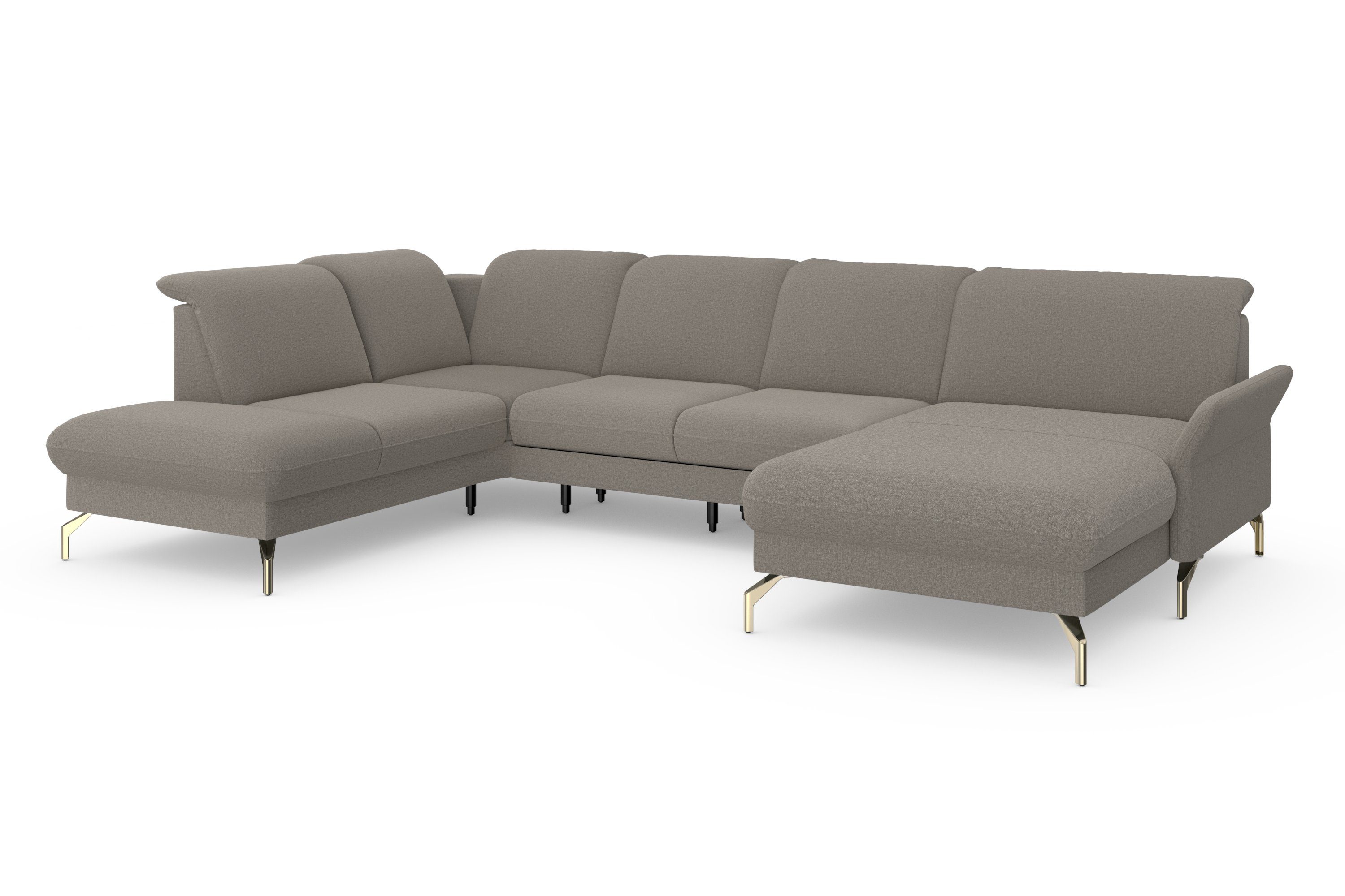 sit&more Zithoek Fashion U-vorm naar keuze met verstelbare hoofdsteun, uittrekzitting, motorisch, nikkel poten