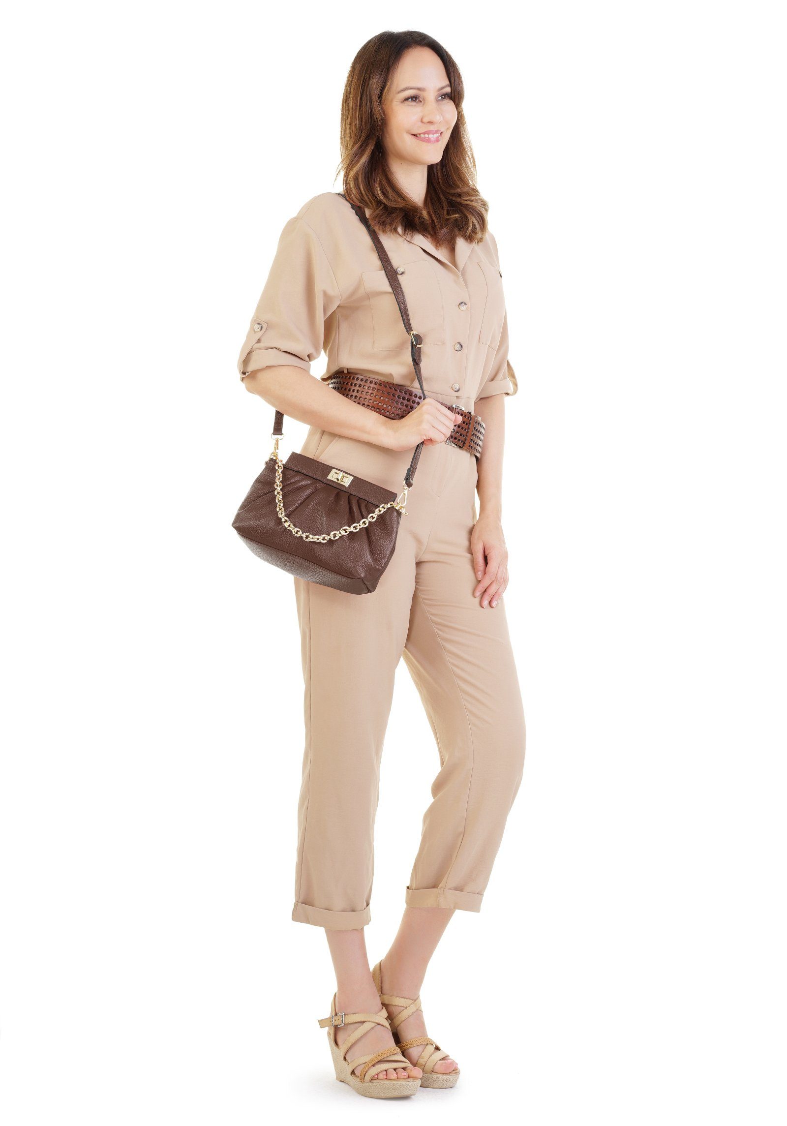 Cluty Schoudertas echt leer, made in italy