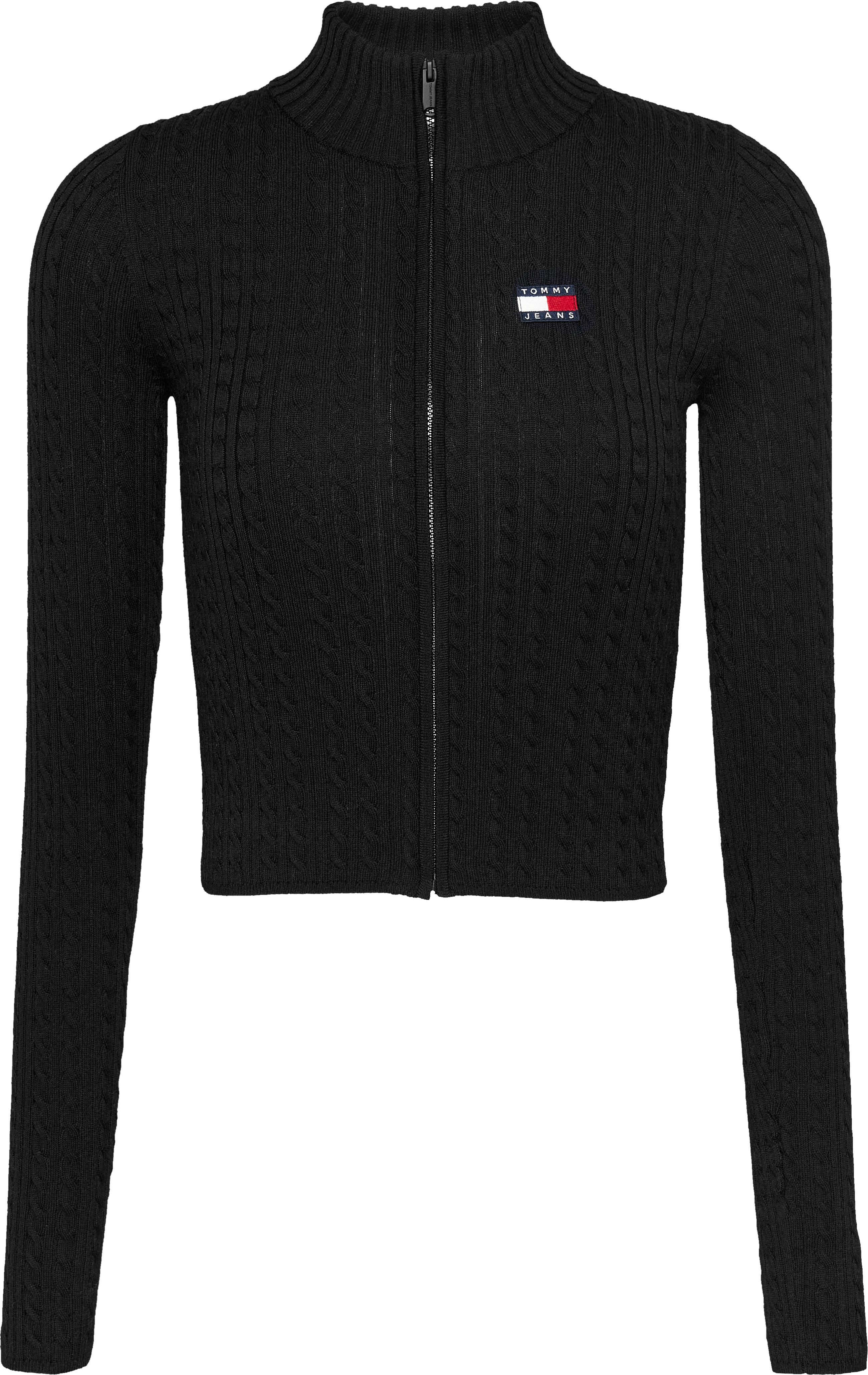 TOMMY JEANS Vest TJW ZIP-THRU CABLE CARDIGAN met kabelpatroon logo-badge