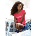 beachtime t-shirt met modieuze gezegden frontprint "smile" rood