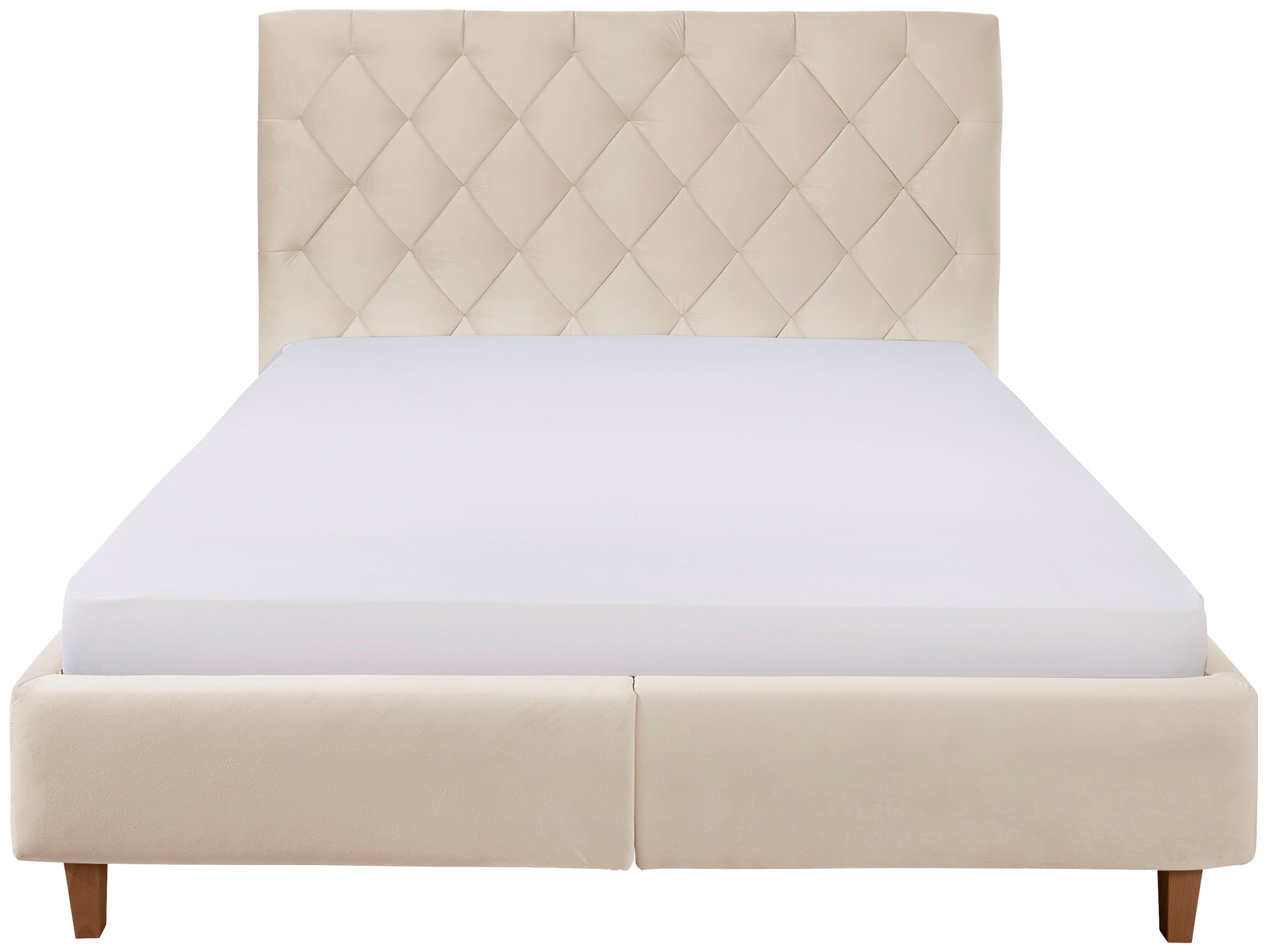 Guido Maria Kretschmer Home&Living Gestoffeerd bed Sunley 140 Kruisstiksel, hoofdbordhoogte 142 cm, zonder of met matras/lattenbodem