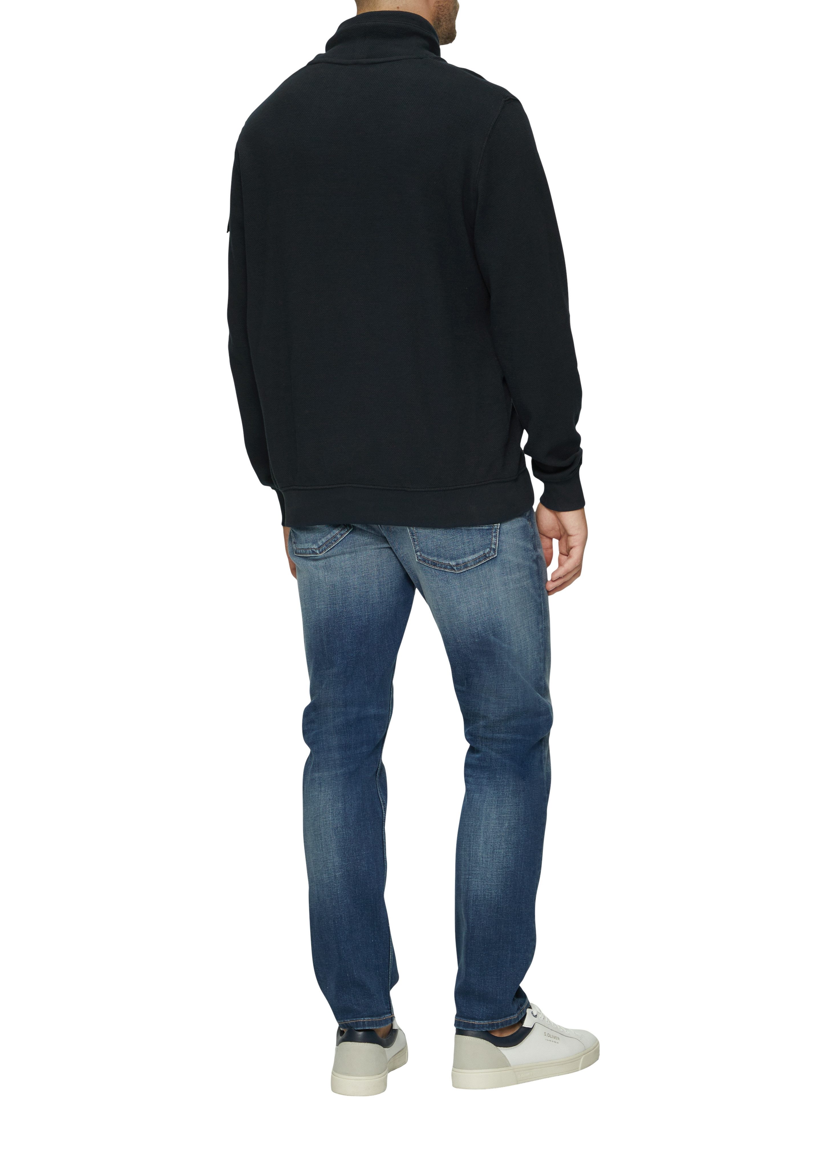 s.Oliver Sweater met kangoeroezak en hoge staande kraag