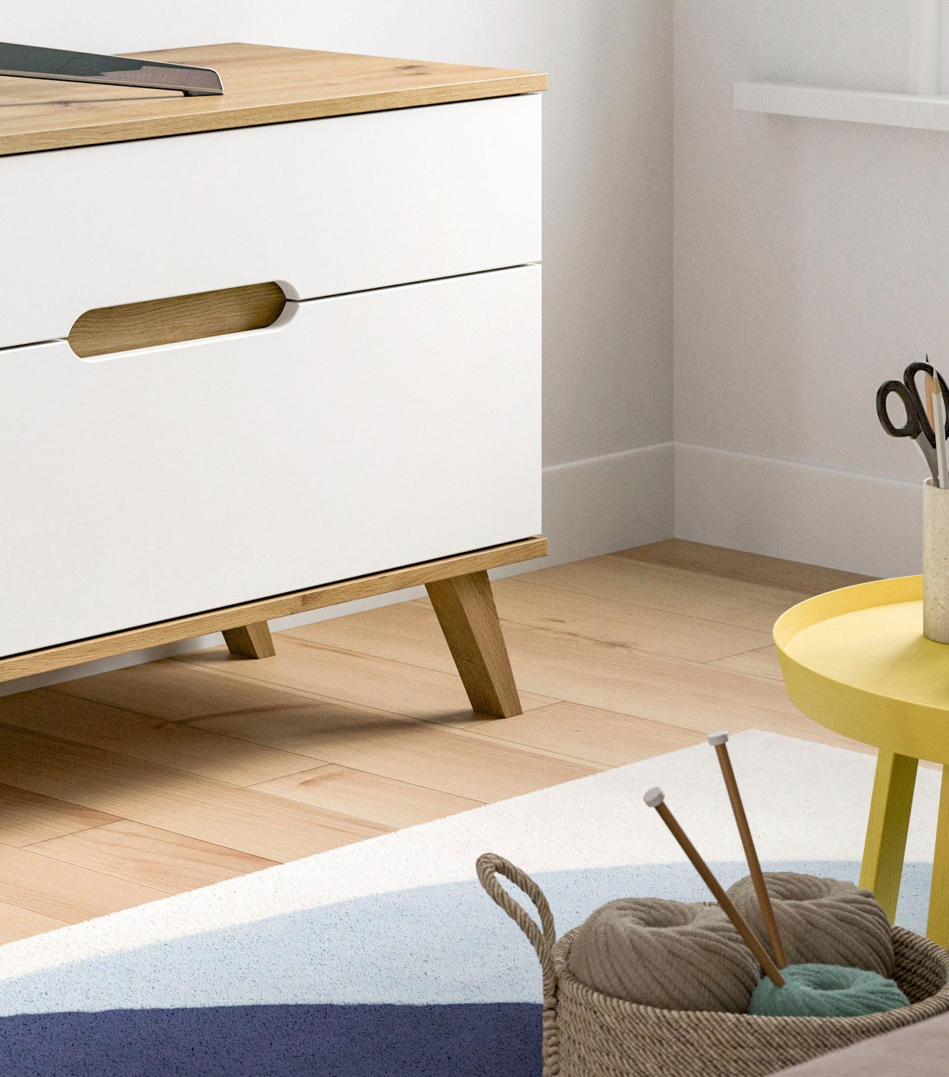 Home affaire Tv-meubel Alesund, Breedte 140 cm, 1 Deurtje, 1 Lade, conische voet Scandi-look, TV-meubelen, TV-kast, TV-lowboard, mediaboard, woonmeubelen