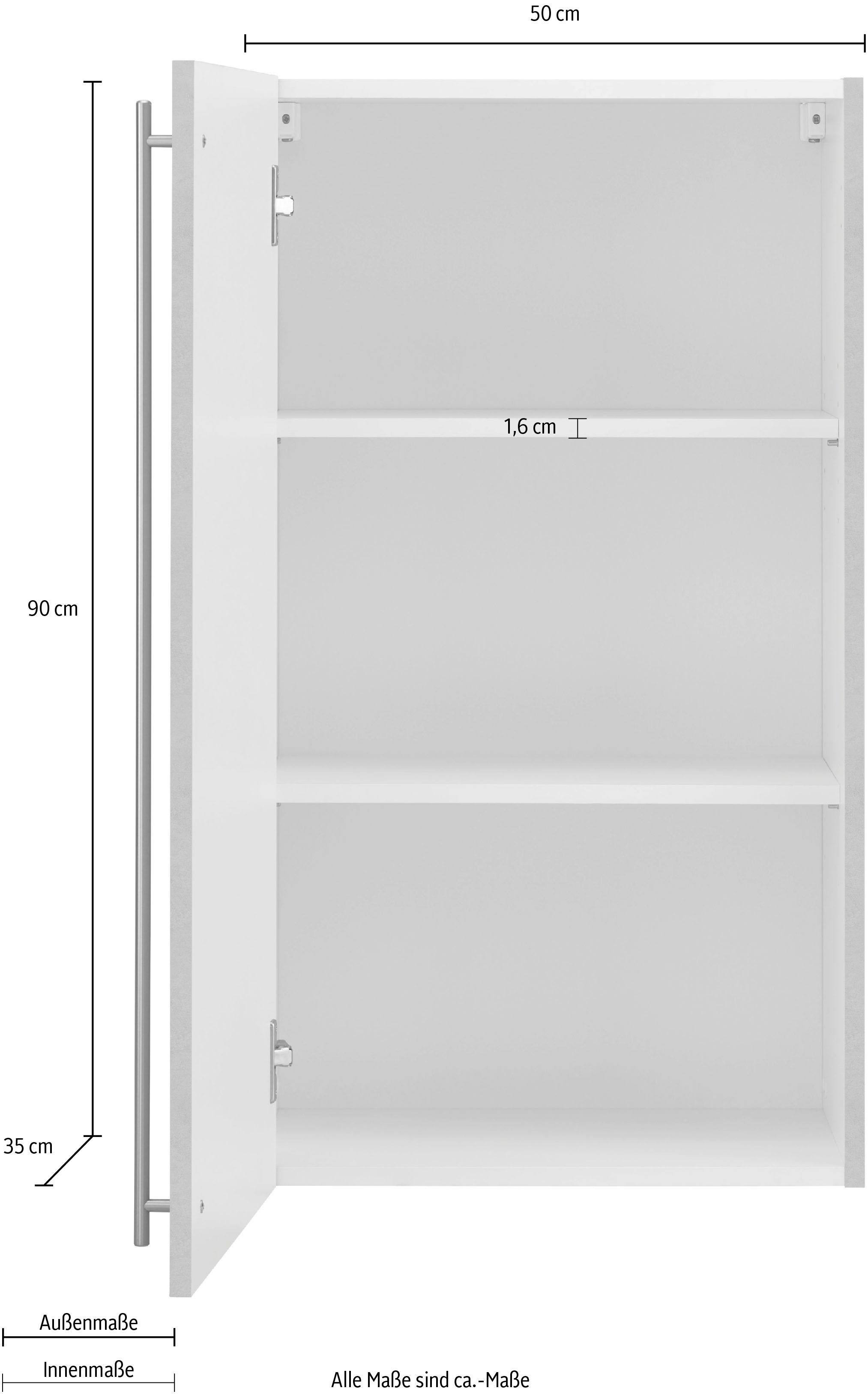 wiho Küchen Hangend kastje Chicago 50 cm breed, 90 cm hoog, voor veel bergruimte
