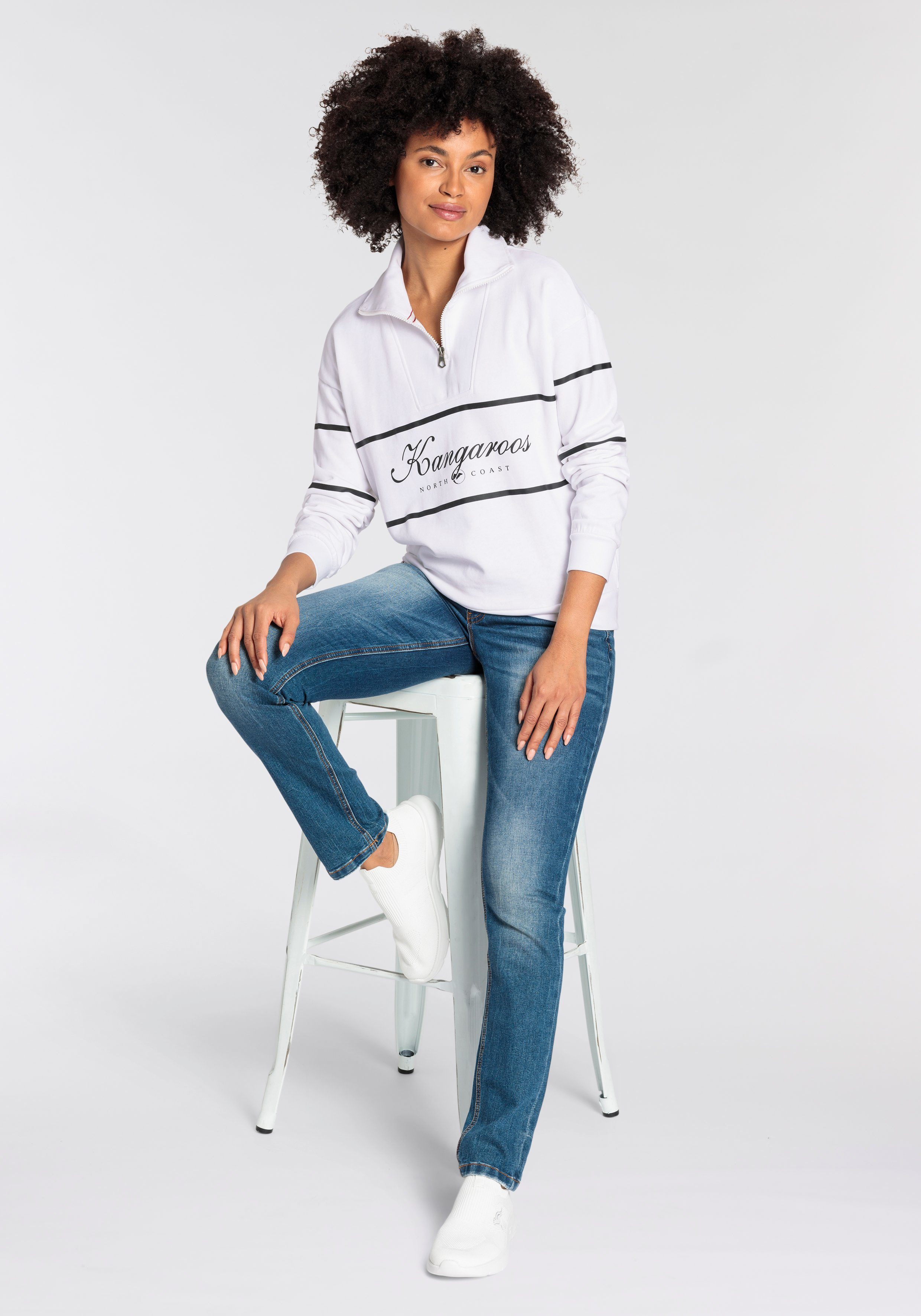 KangaROOS Sweatshirt Met opstaande schipperskraag en logoprint - NIEUWE COLLECTIE