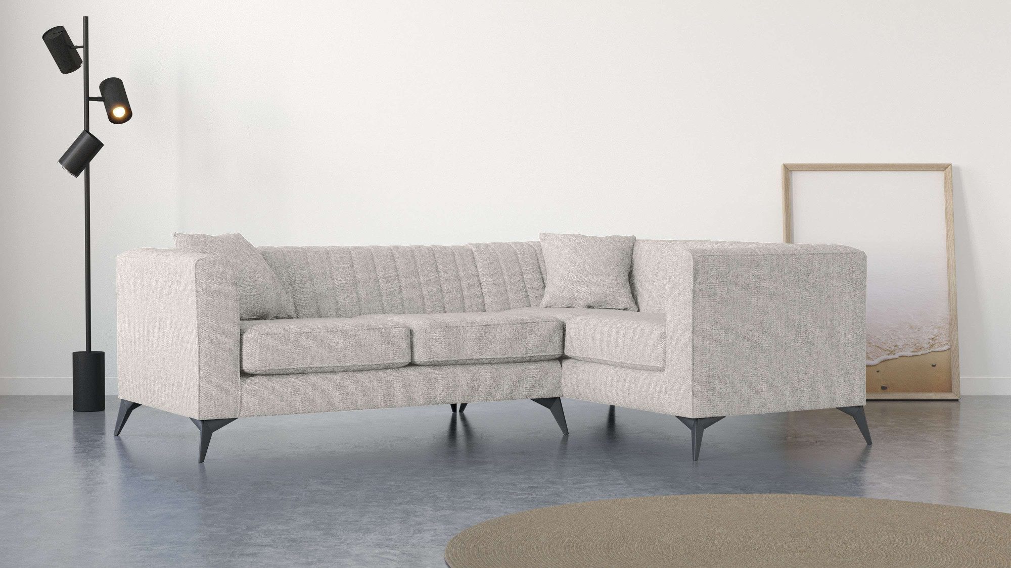Places of Style Hoekbank MATTHEW L-vorm ideaal voor kleine ruimtes, afmetingen B/D/H: 240/167/74 cm beige, hoekbanken, 240 cm