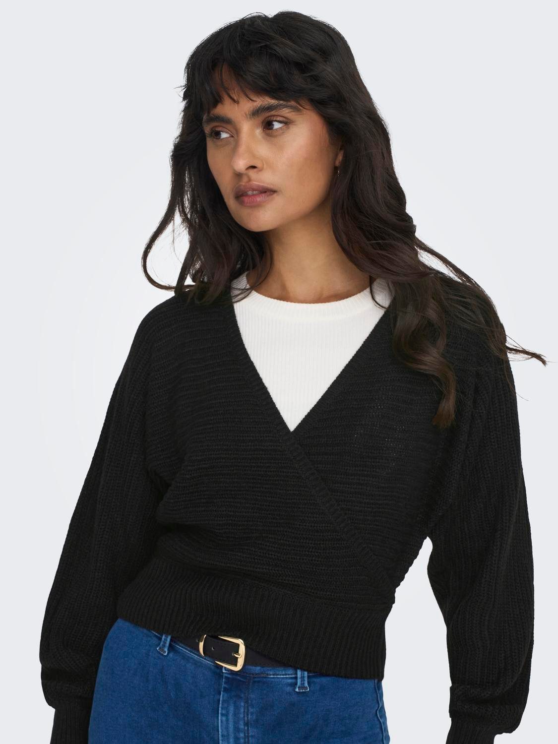 Only Trui met V-hals ONLELINA LS V-NECK PULLOVER EX KNT