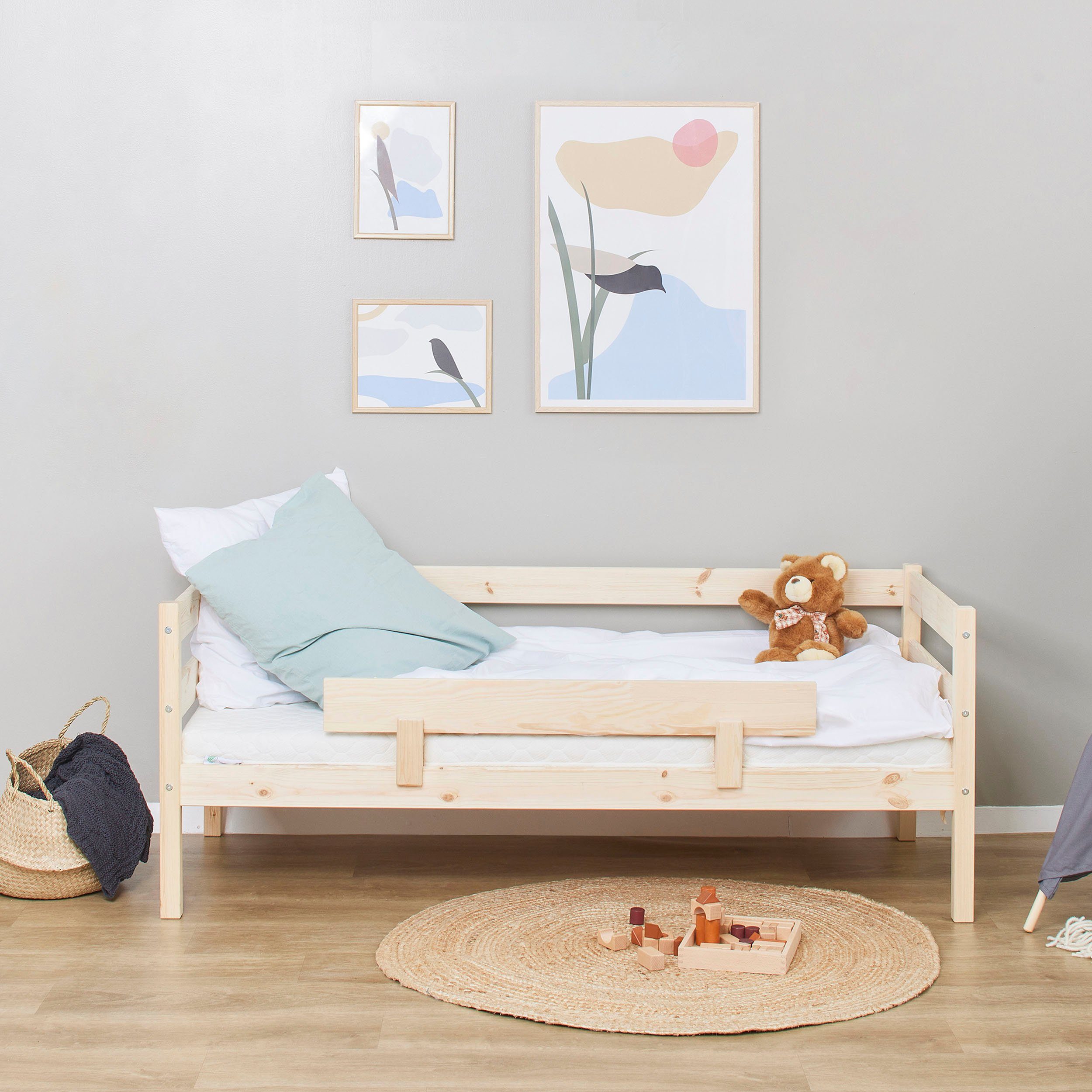Hoppekids 1-persoonsledikant ECO Comfort kinderbed, massief grenenhout, tienerbed inclusief lattenbodem (set)