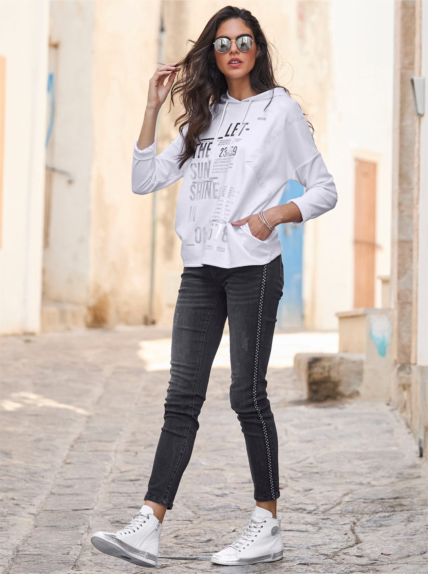 heine Shirt met lange mouwen Capuchonshirt (1-delig)