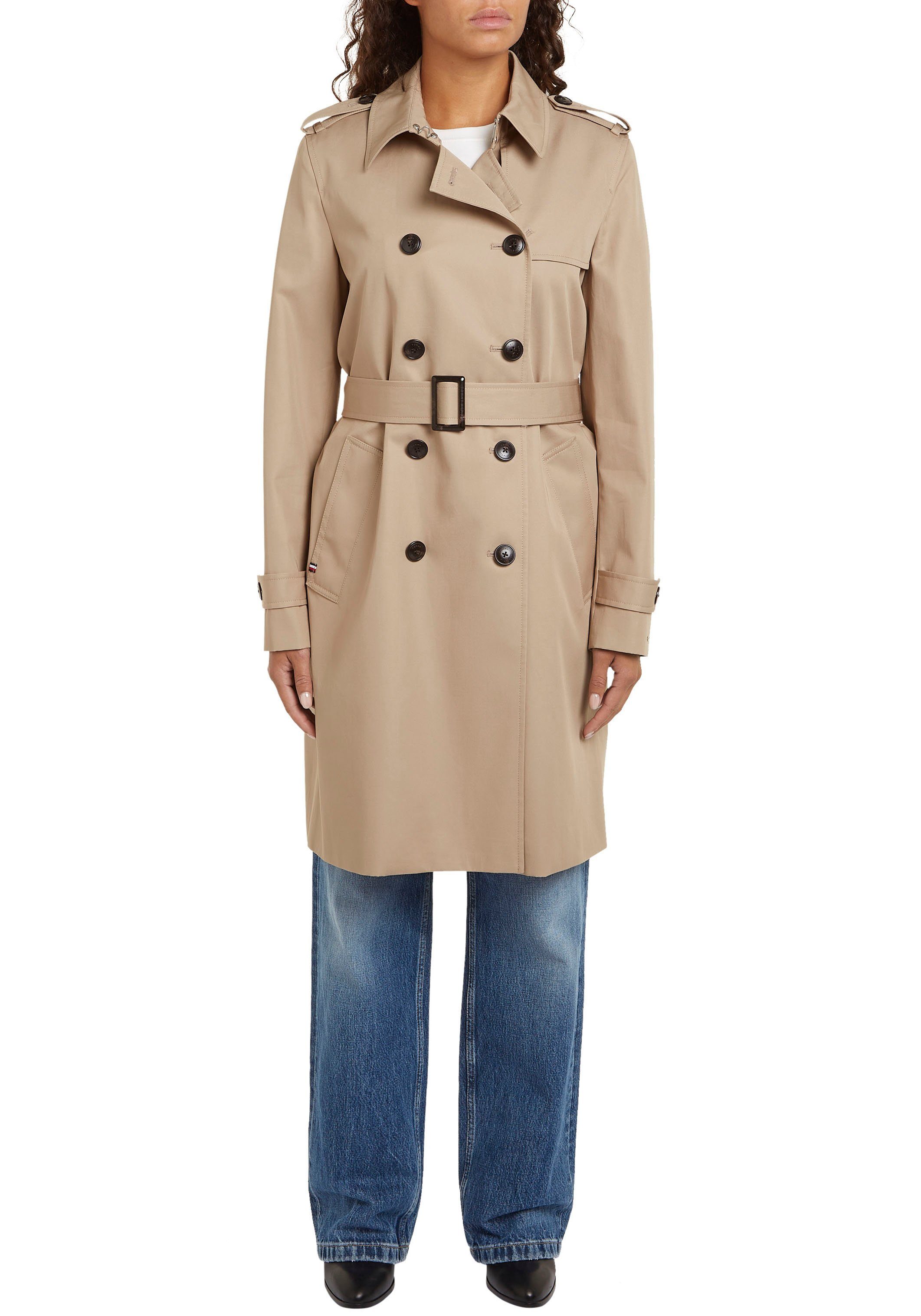 Tommy Hilfiger Trenchcoat COTTON DB SLIM FIT TRENCH met de kenmerkende trenchdetails
