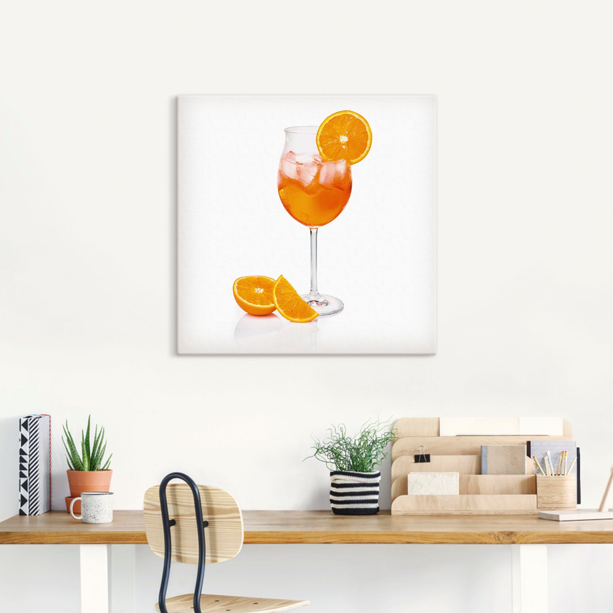 Artland Artprint Aperol Spritz met een schijf sinaasappel als artprint van aluminium, artprint voor buiten, artprint op linnen, poster, muursticker