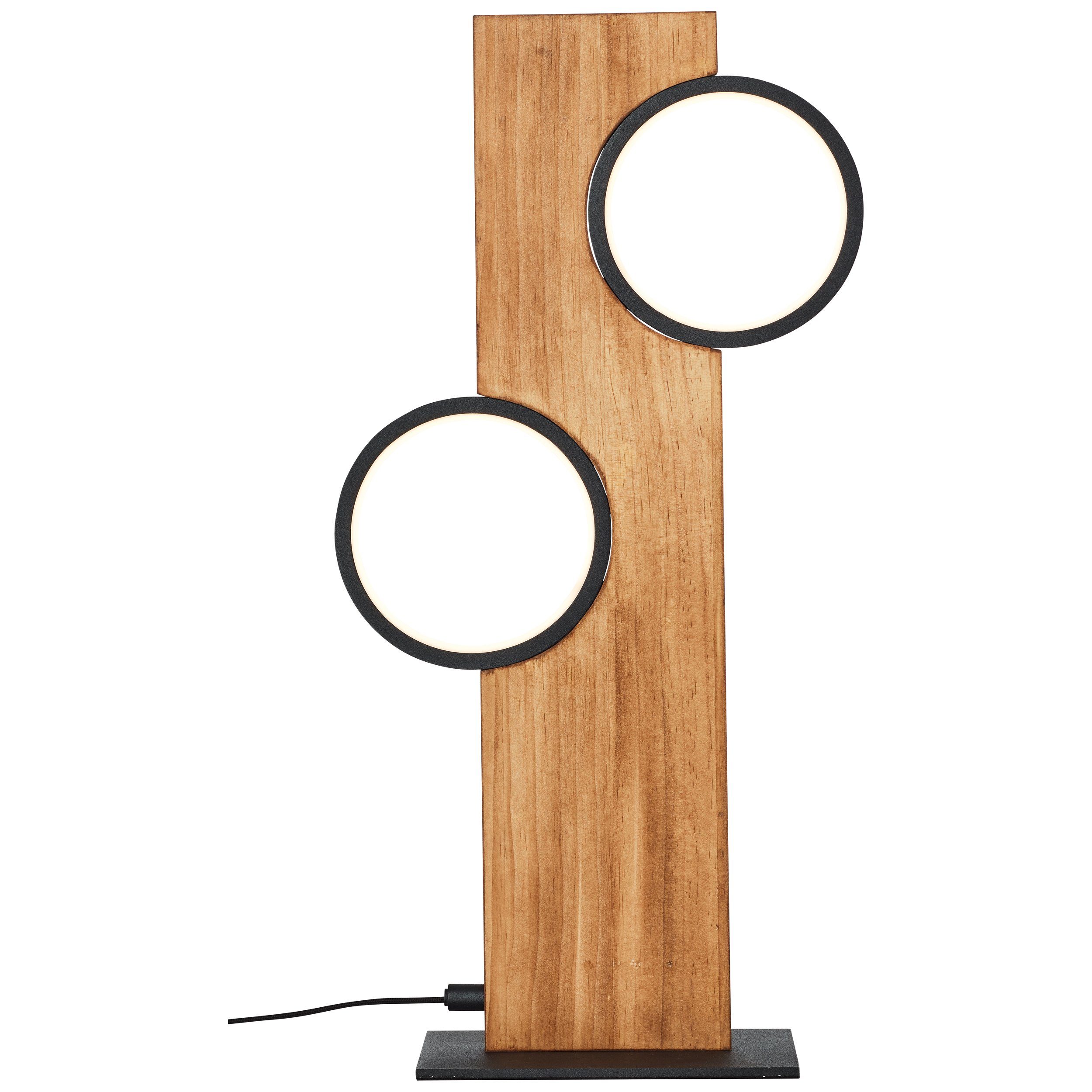 Brilliant Leuchten Led-tafellamp Cheesy 50 cm hoogte, 1300 lm, 3000k, hout/metaal, natuur/zwart (1 stuk)