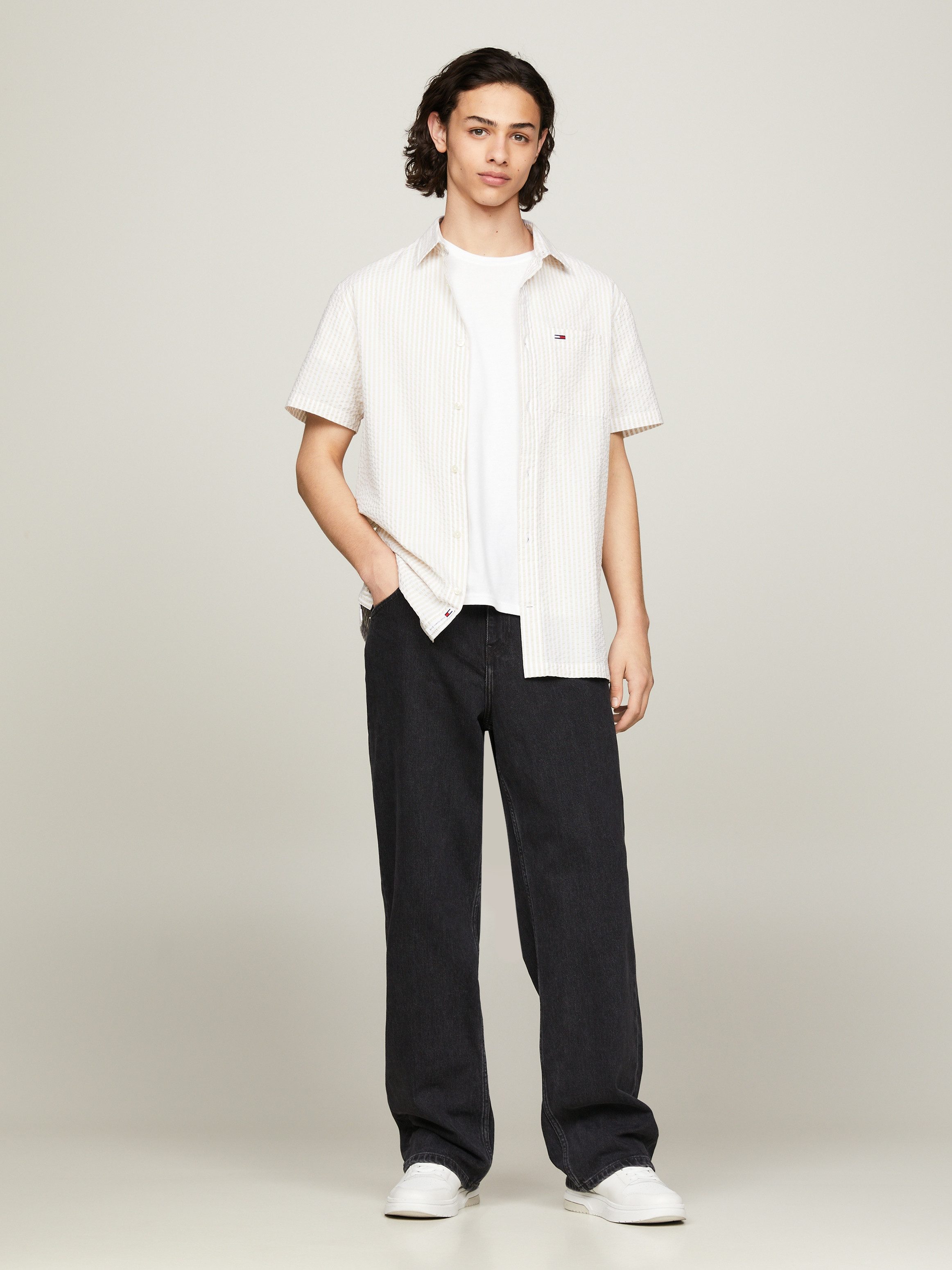 TOMMY JEANS Overhemd met korte mouwen TJM REG STRIPE SEERSUCKER SHIRT