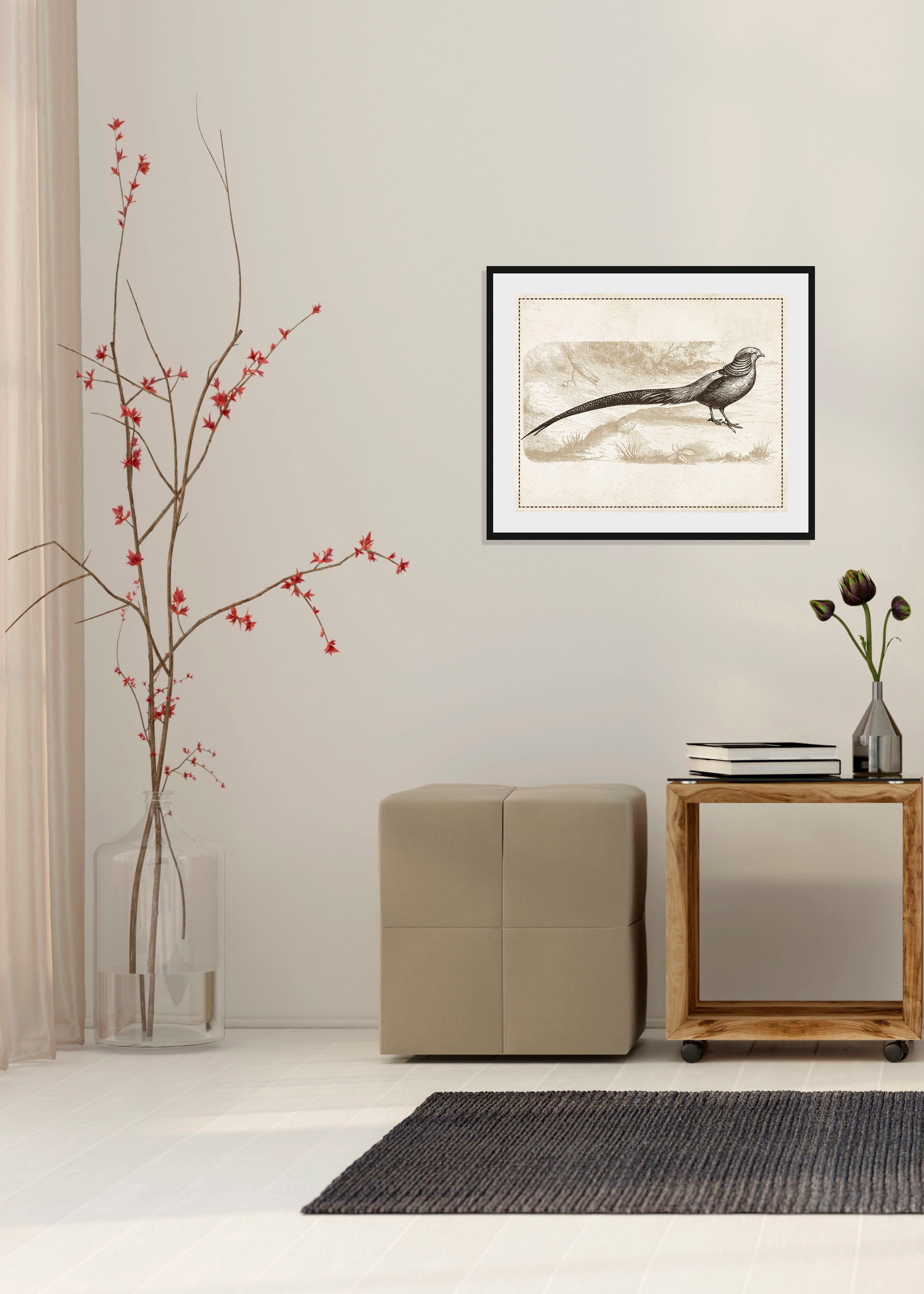 queence Wanddecoratie Daniel HD premium posterdruk incl. houten lijst (1 stuk) schilderijen maat 70 cm x 50 cm grijs