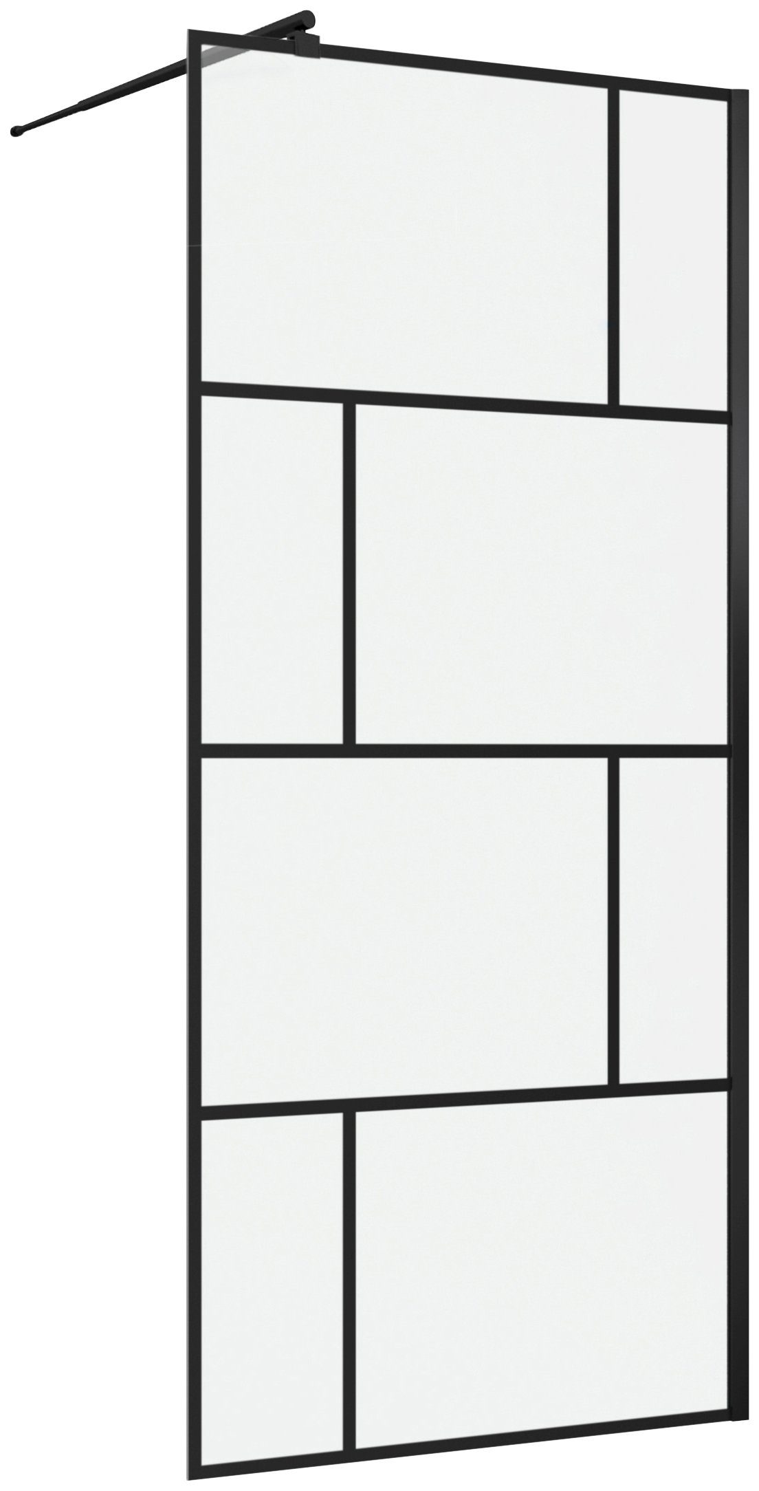 Marwell Walk-in-douche Bricks 90x 195 cm, inclusief houderstang voor wandmontage, 120 cm (3-delig)