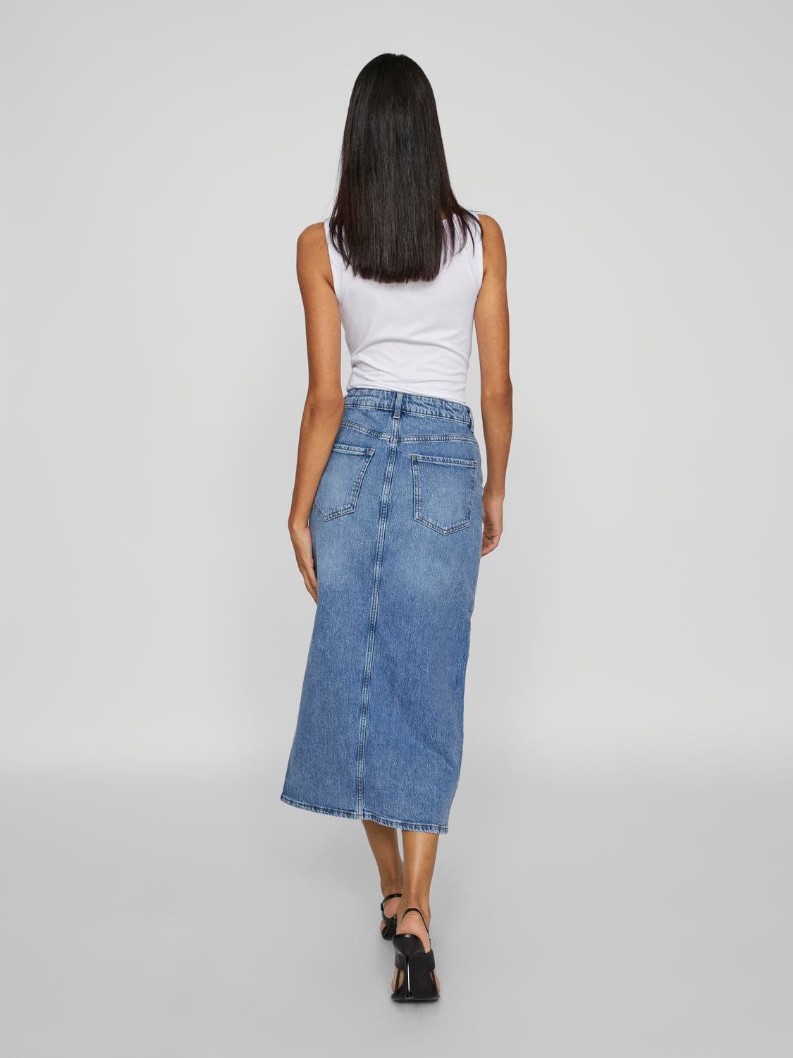 Vila Jeans rok VIJAF HW MIDI DENIM SKIRT-NOOS