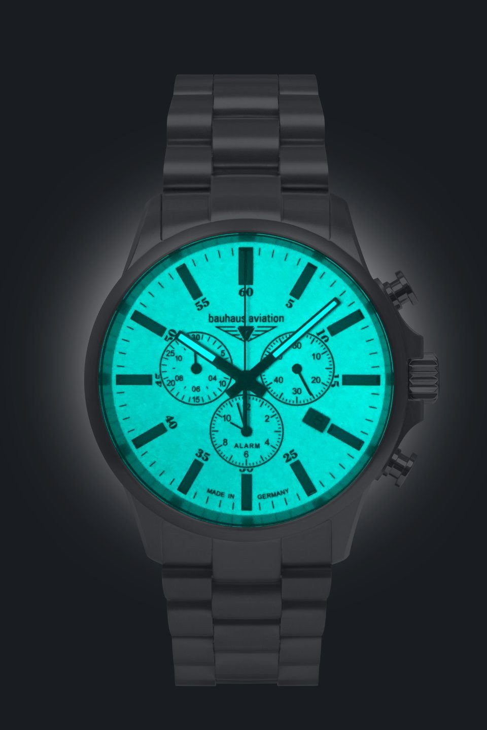 bauhaus Chronograaf Bauhaus aviation Horloge, quartz, herenhorloge, titanium, saffierglas, Made in Germany