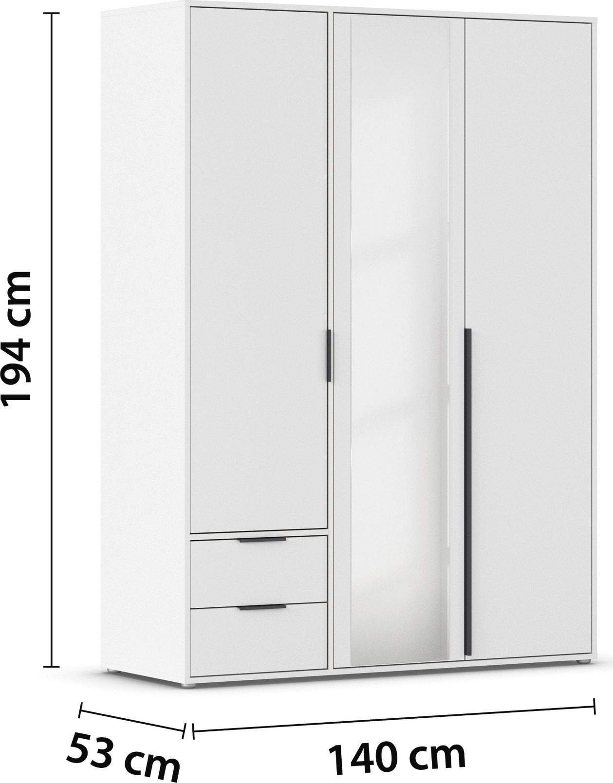 rauch Draaideurkast Kledingkast Kast Garderobe Wasmand NAGATA met Spiegel und schubladen sowie stangengriffen topseller made in germany