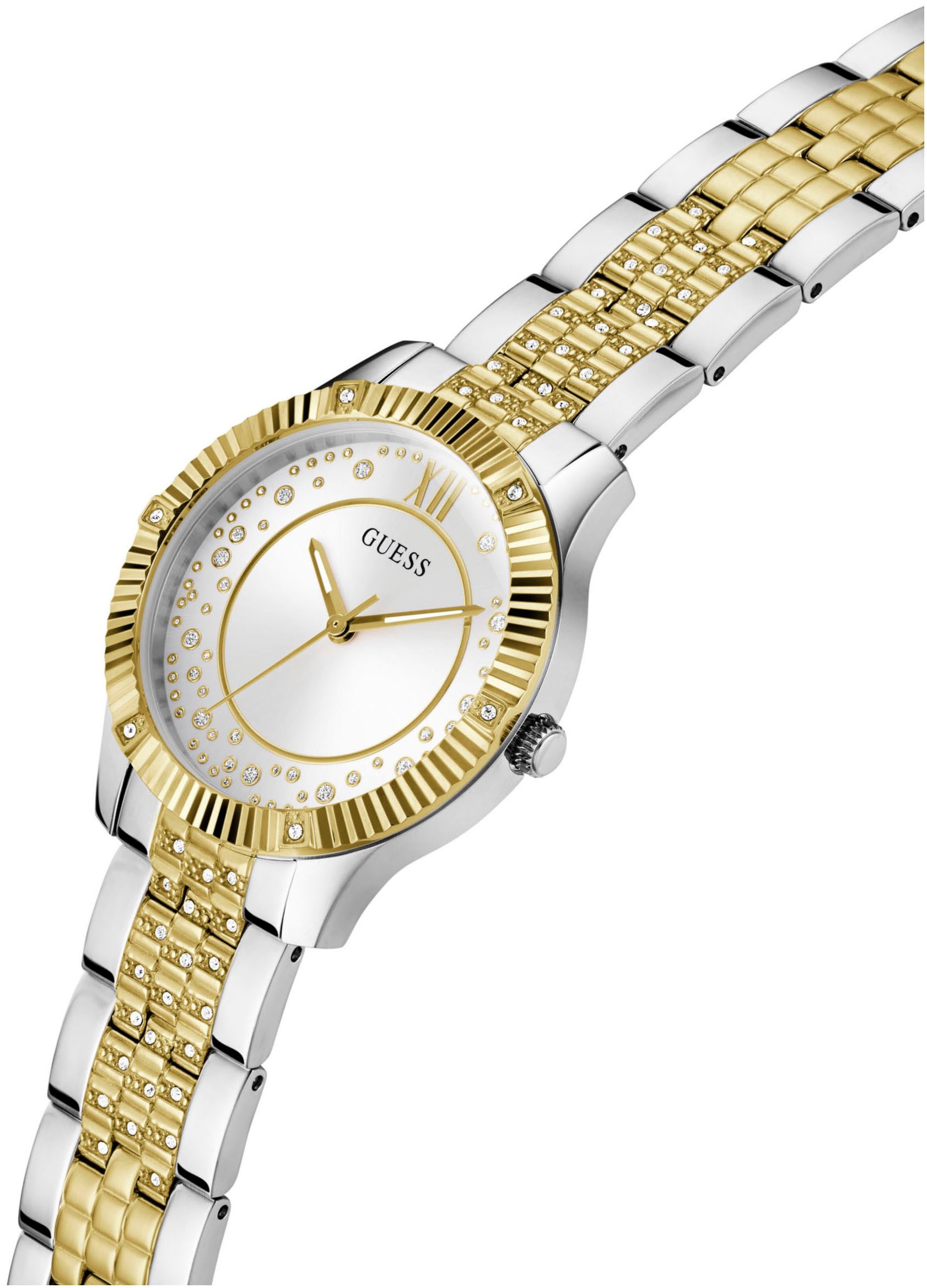 Guess Kwartshorloge Starstruck Horloge, dameshorloge, stalen band, mineraalglas, analoog