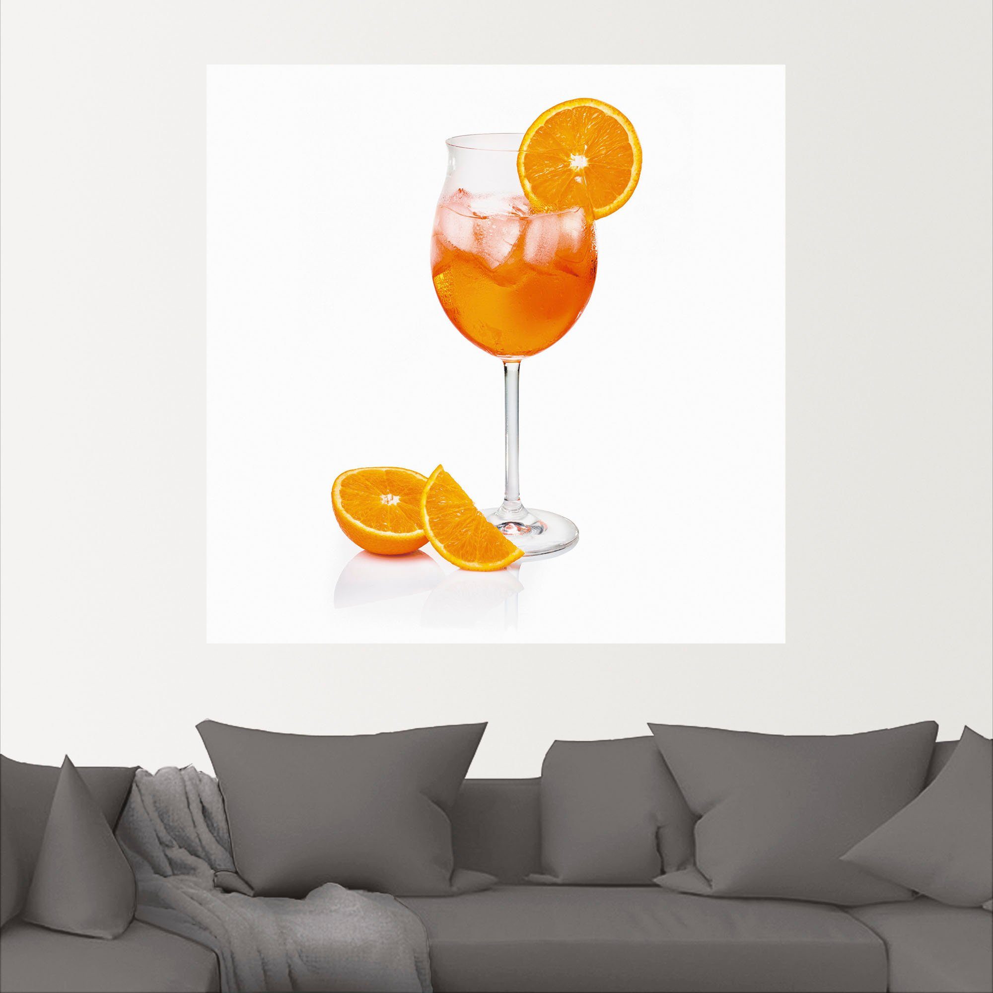 Artland Artprint Aperol Spritz met een schijf sinaasappel als artprint van aluminium, artprint voor buiten, artprint op linnen, poster, muursticker