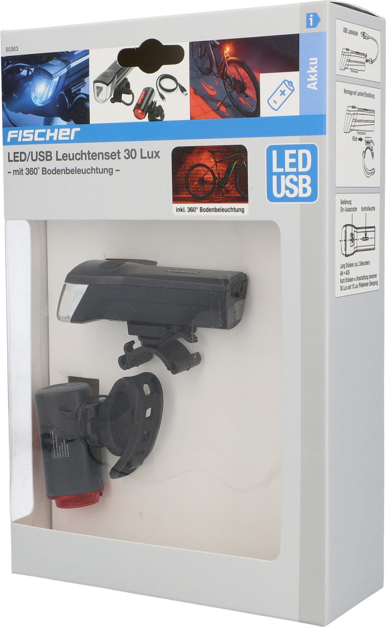 Fischer Fietsverlichting TWIN met extra vloerlamp (set, 3-delig)