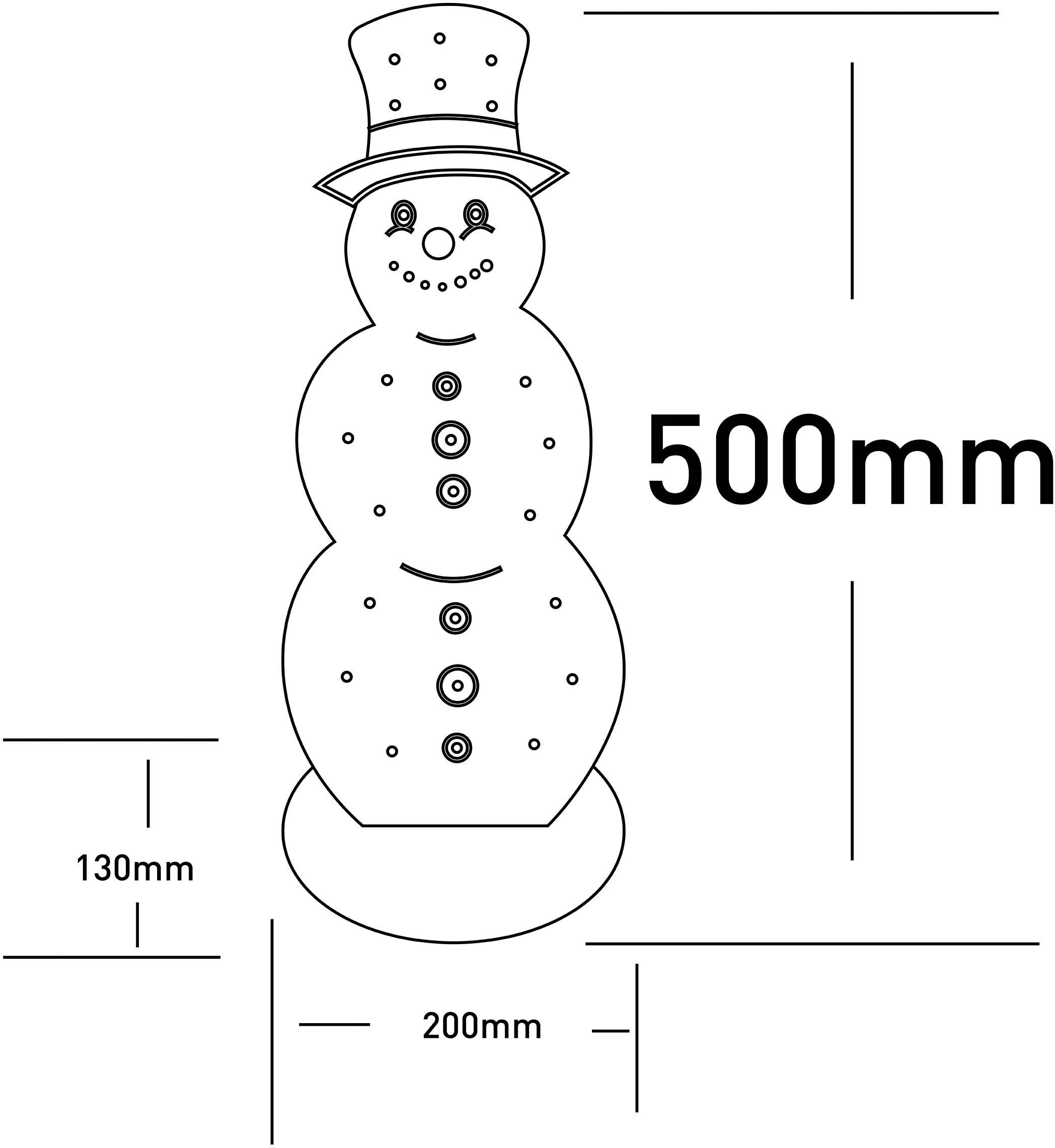 näve Decoratief ledobject Snowy, kerstdecoratie van hout Sneeuwman van hout, hoogte ca. 50 cm, op batterijen (1 stuk)