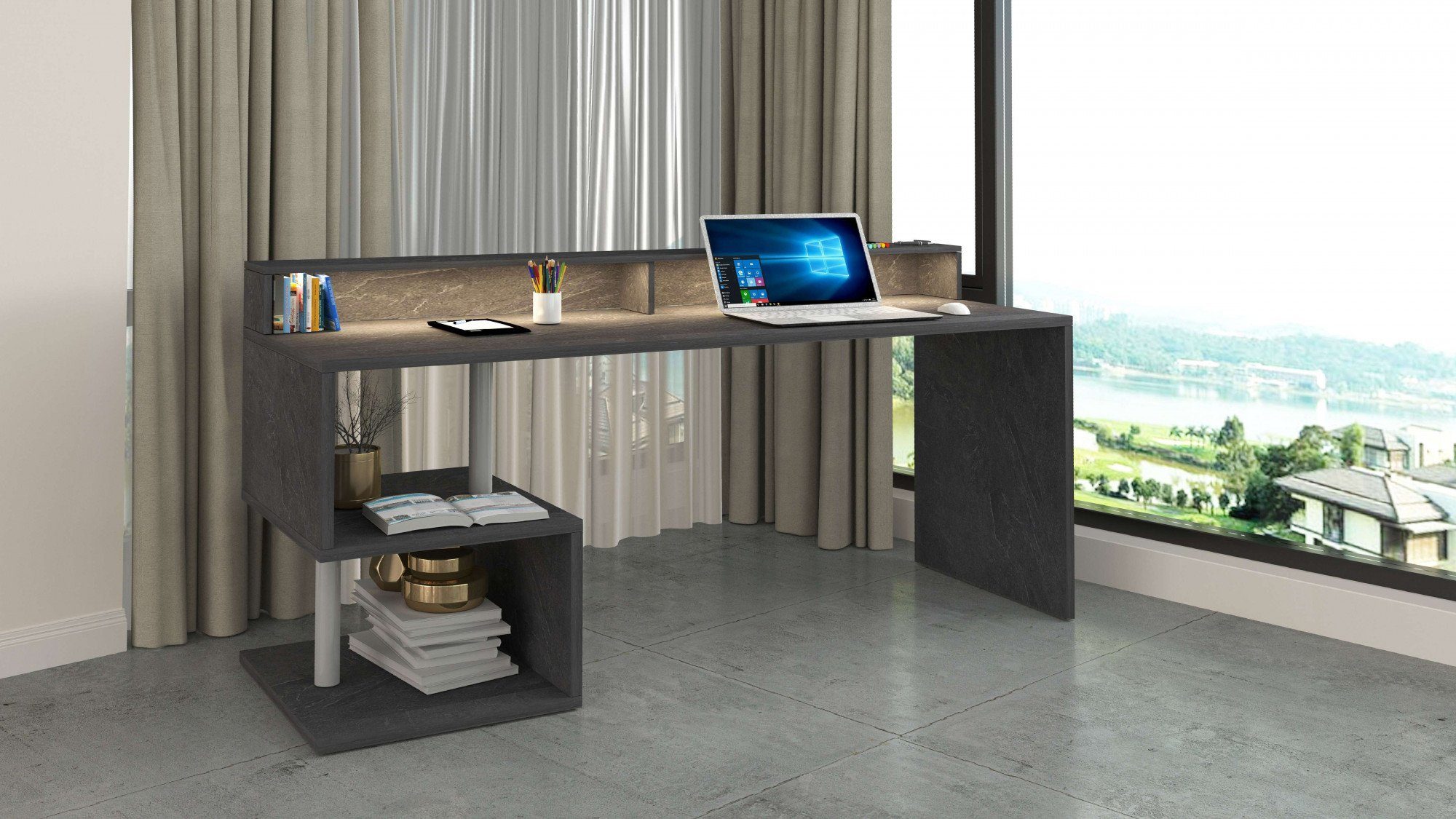 INOSIGN Bureau Essence, modern ontwerp in verschillende breedtes, met en zonder monitorsteun, gemaakt in italië