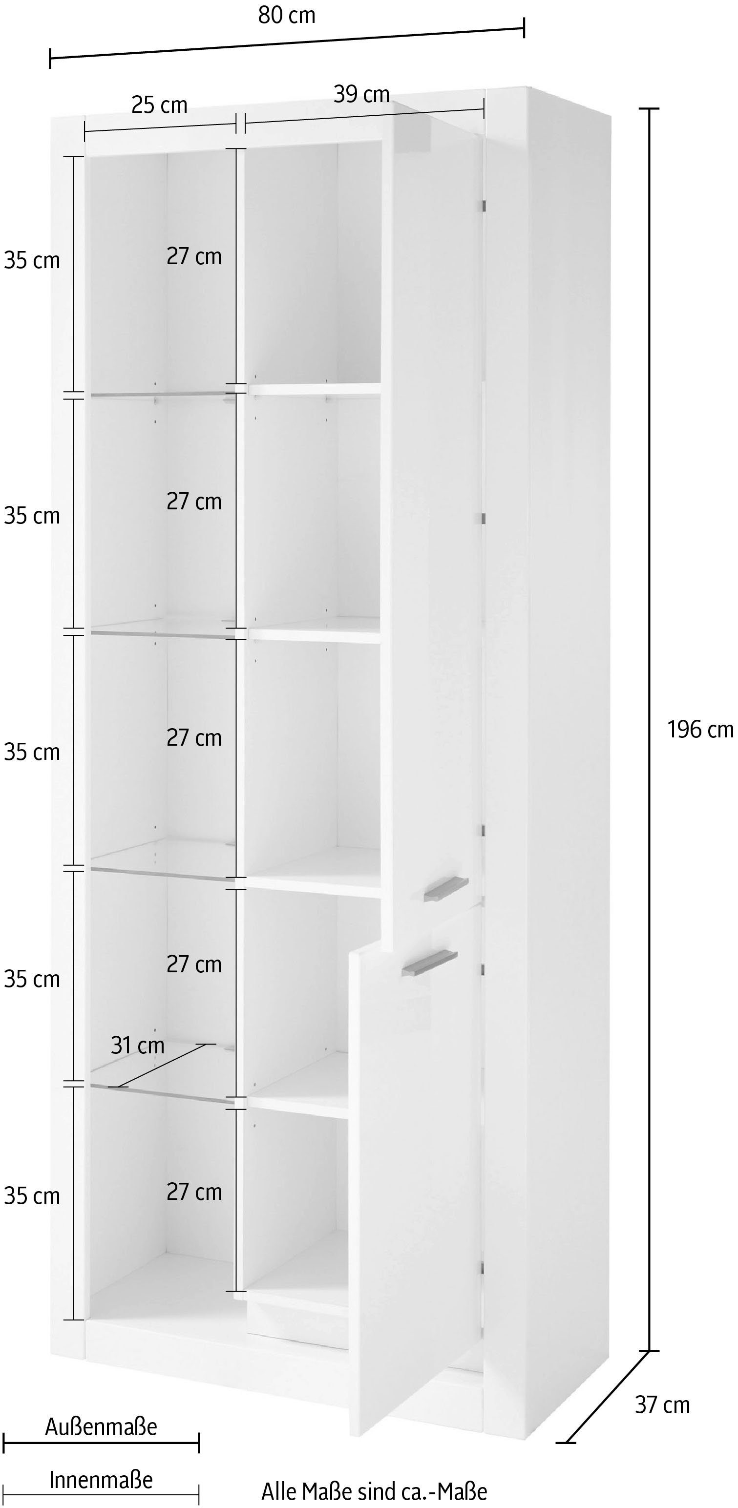 Places of Style Vitrinekast MERAN Hoogte ca. 196 cm