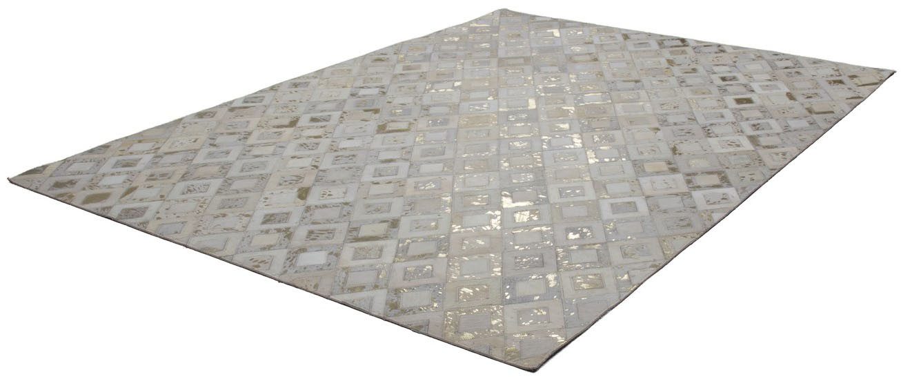 Kayoom Vloerkleed Spark 110 100% leer, metallic effecten, handgenaaid uniek