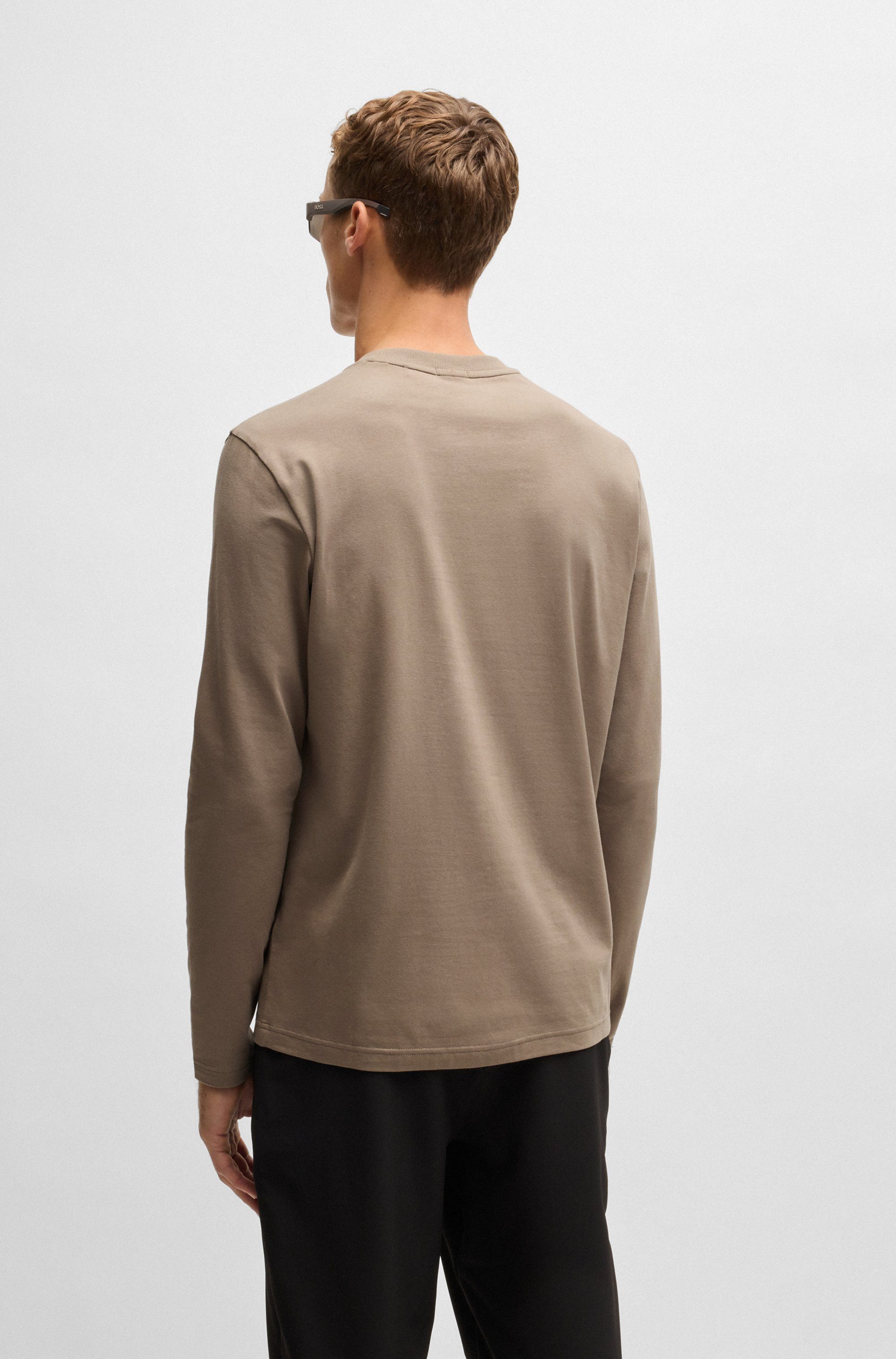 BOSS GREEN Shirt met lange mouwen Tee Long met een ronde hals