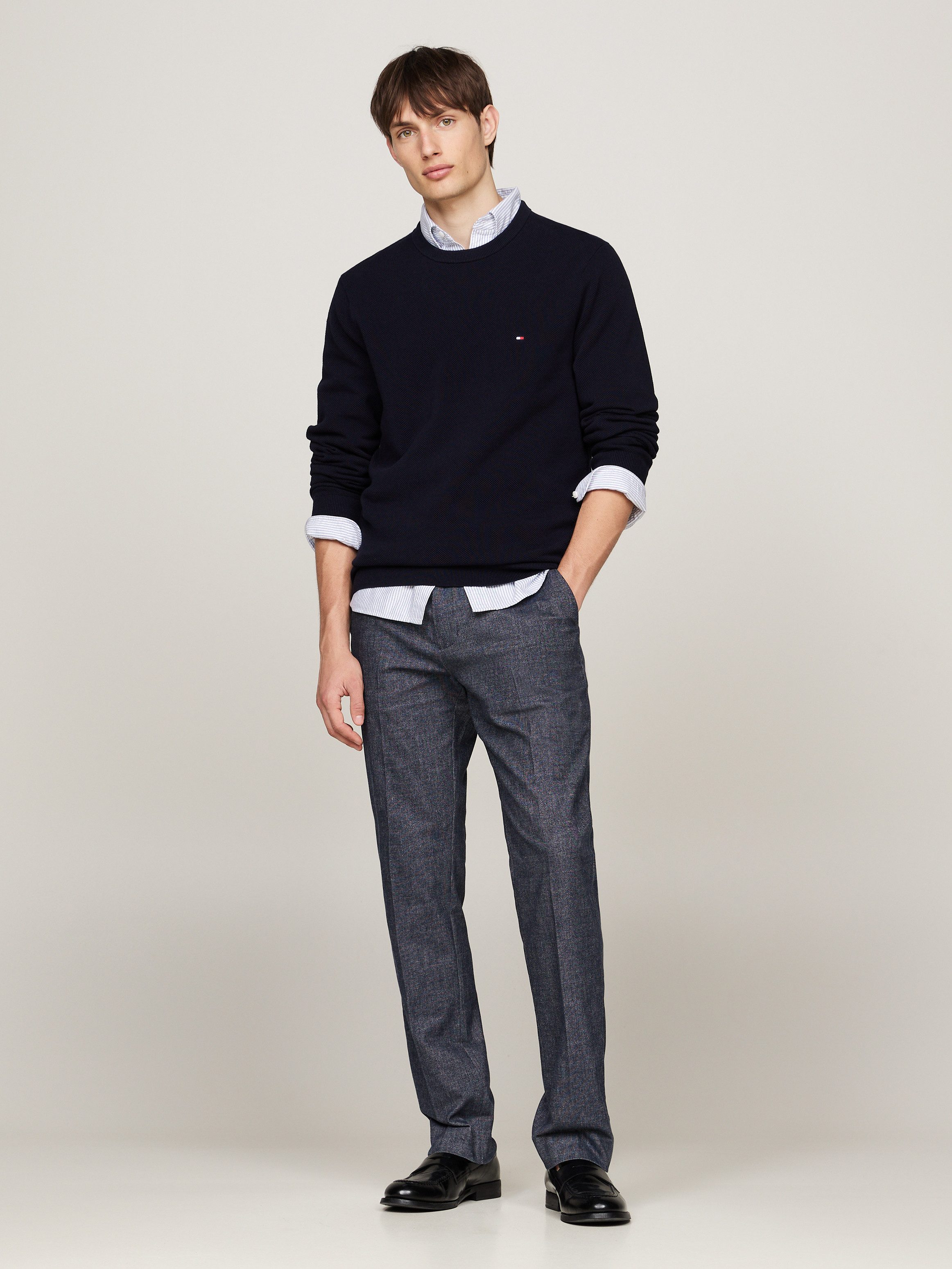 Tommy Hilfiger Five-pocketsbroek DC DENTON BRUSHED MARL gemêleerd ontwerp met persplooien