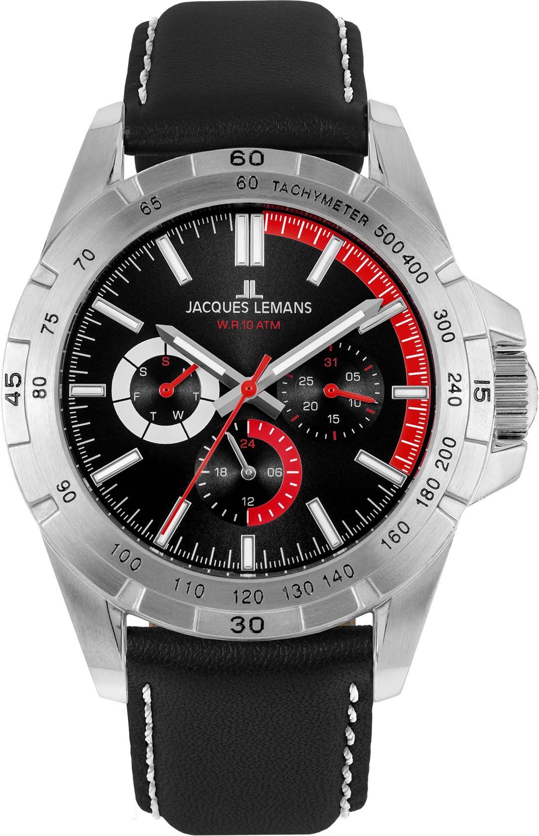 Jacques Lemans Multifunctioneel horloge 42-11A Quartz horloge, armbanduhr, herenhorloge, datum, leren...