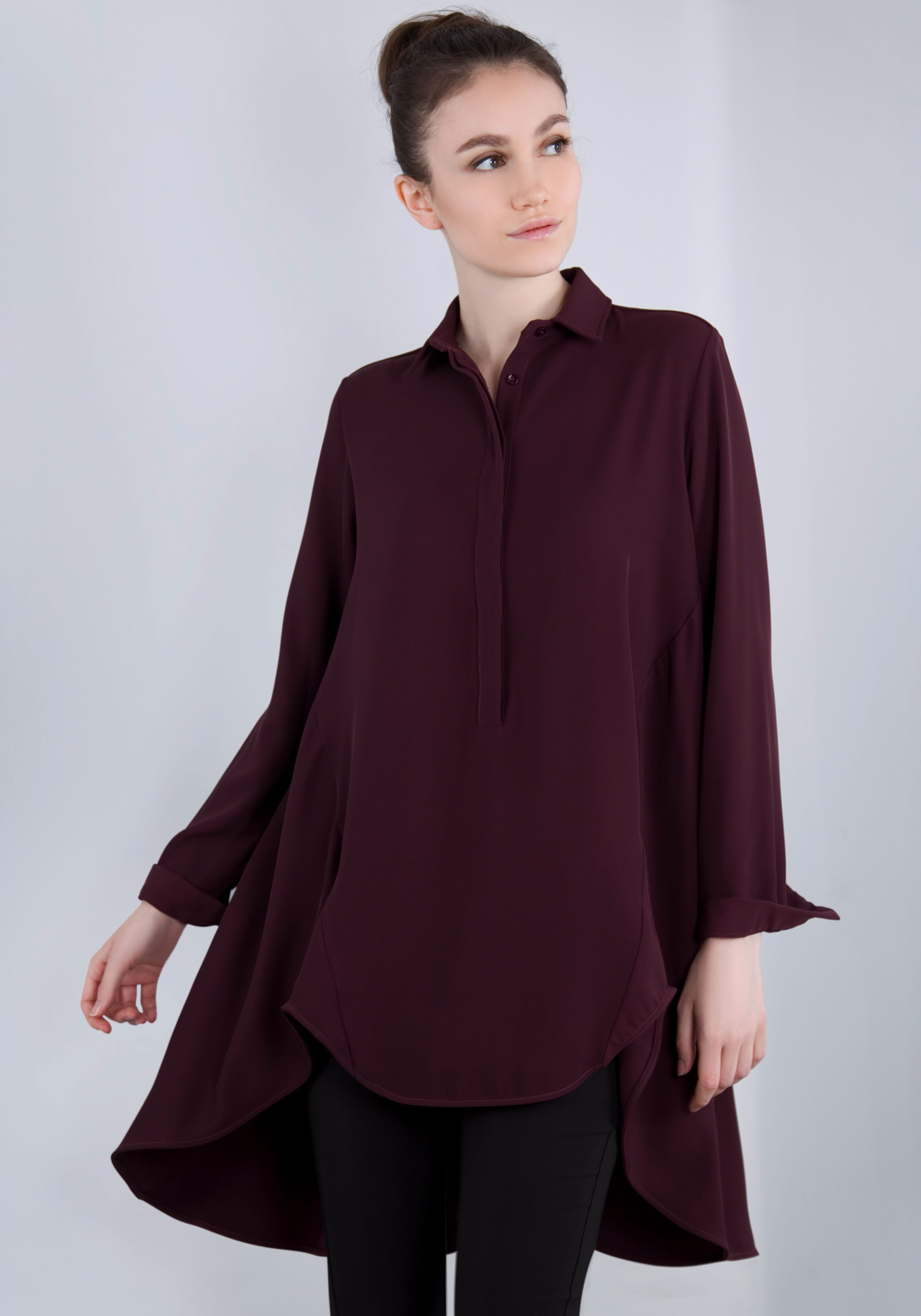 IMPERIAL Lange blouse in kreukvrije kwaliteit met stretch