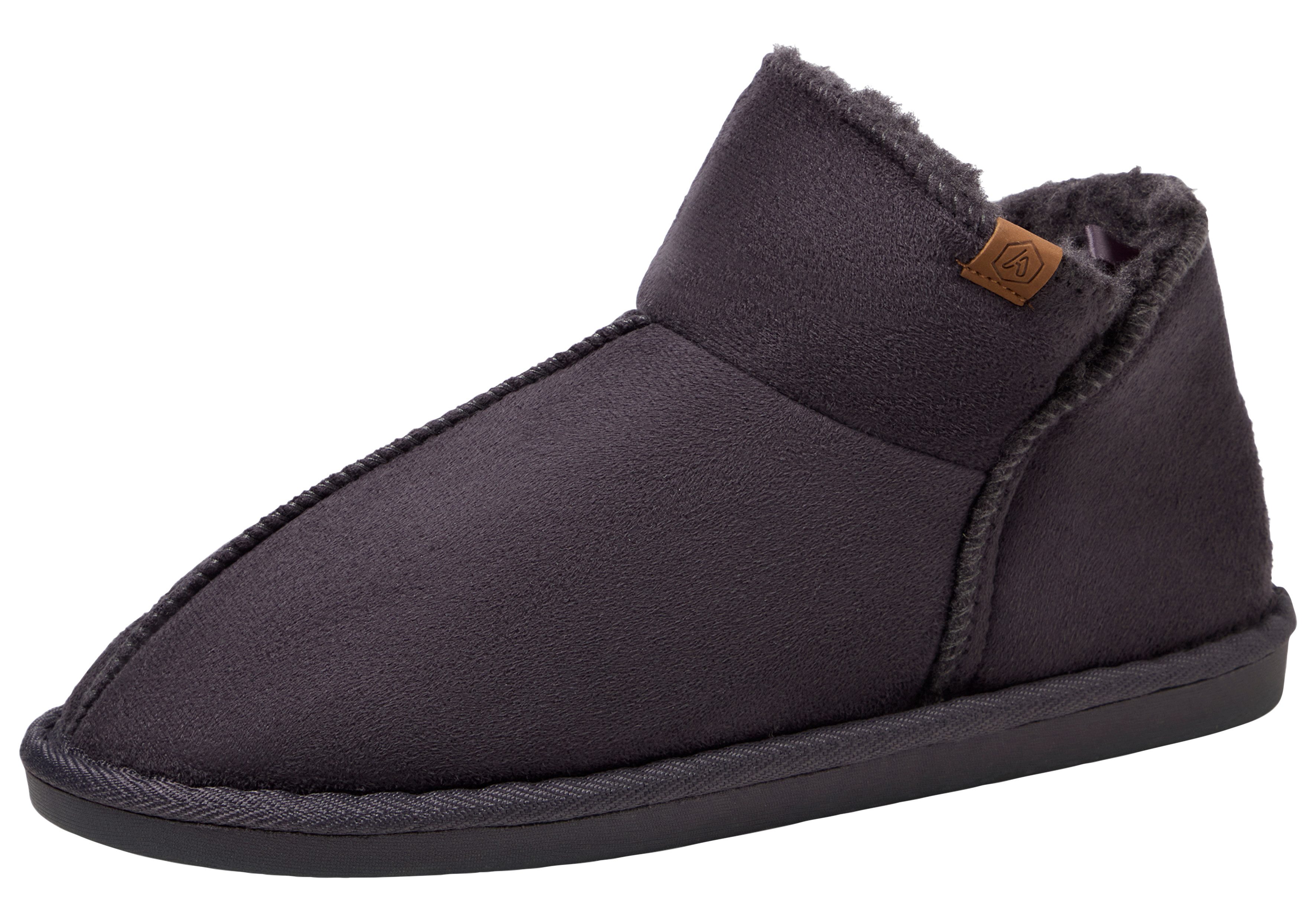 Apollo Pantoffels LADIES HOME BOOTS SUEDE met logo-embossing en knusse, warme binnenvoering