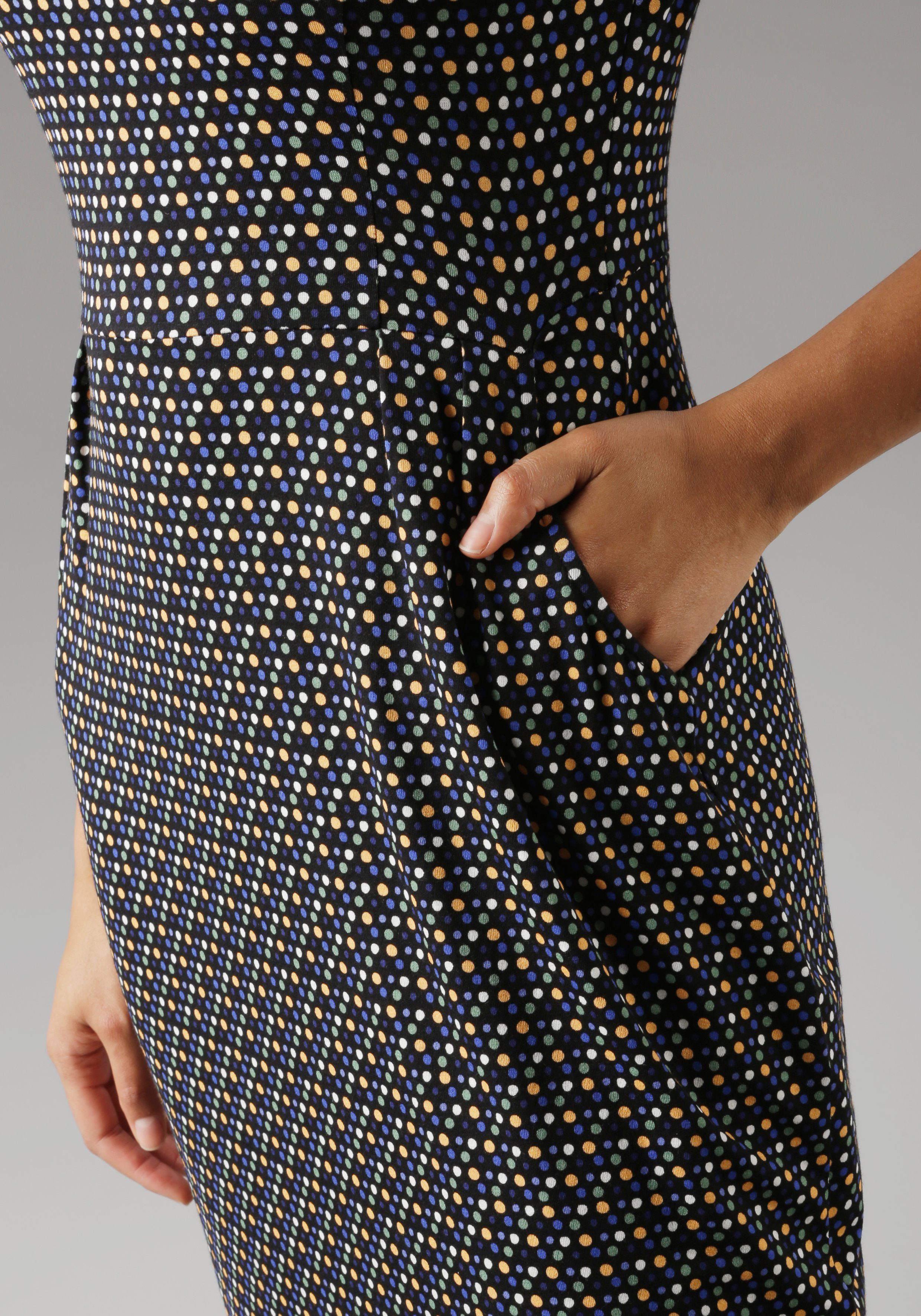 Aniston SELECTED Jerseyjurk met bonte stippen