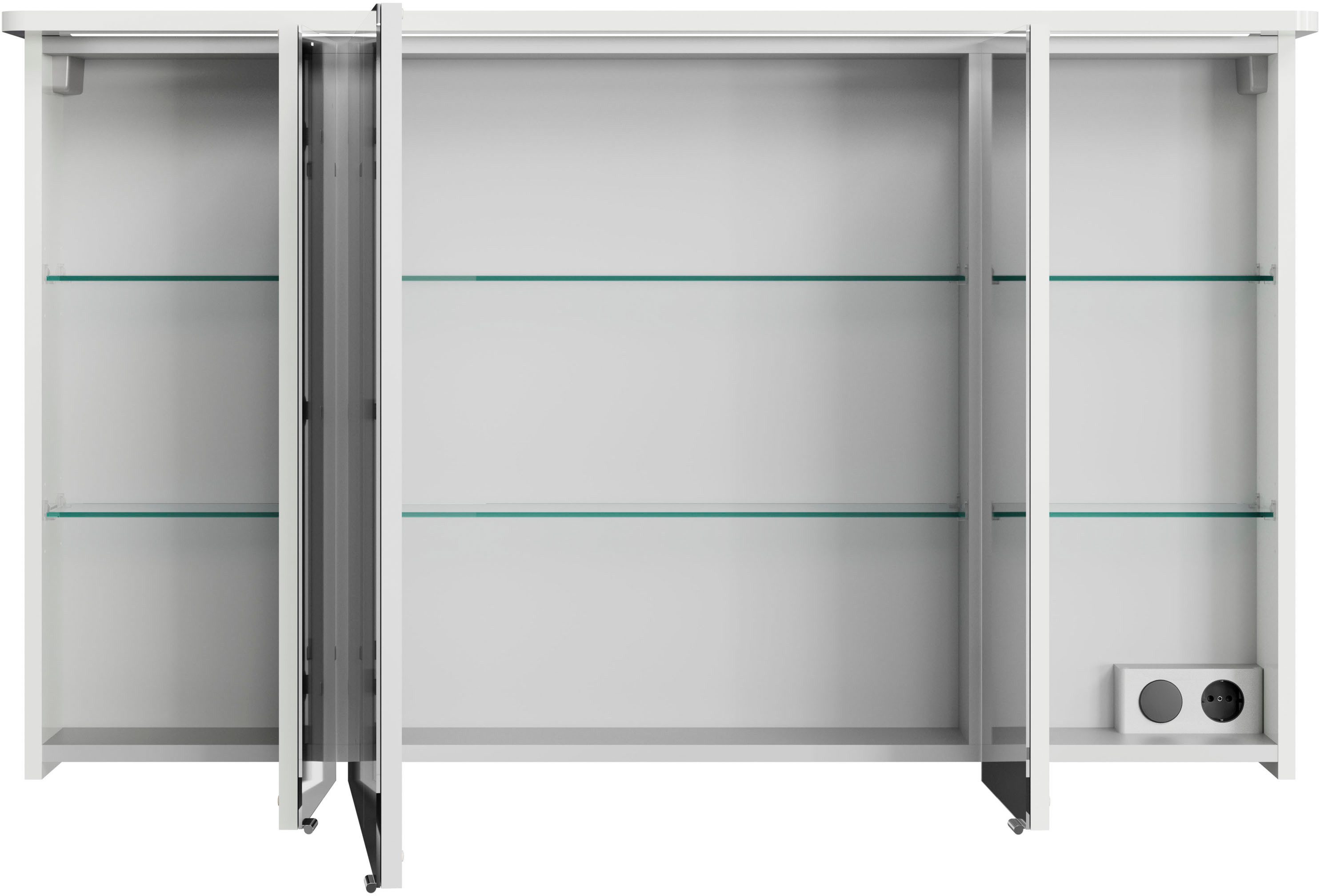 Saphir Spiegelkast Serie 4005 badkamer spiegelkast incl. LED-kransverlichting Badkast 120 cm breed, 3 deuren, 6 glazen legplanken, incl. deurdemper