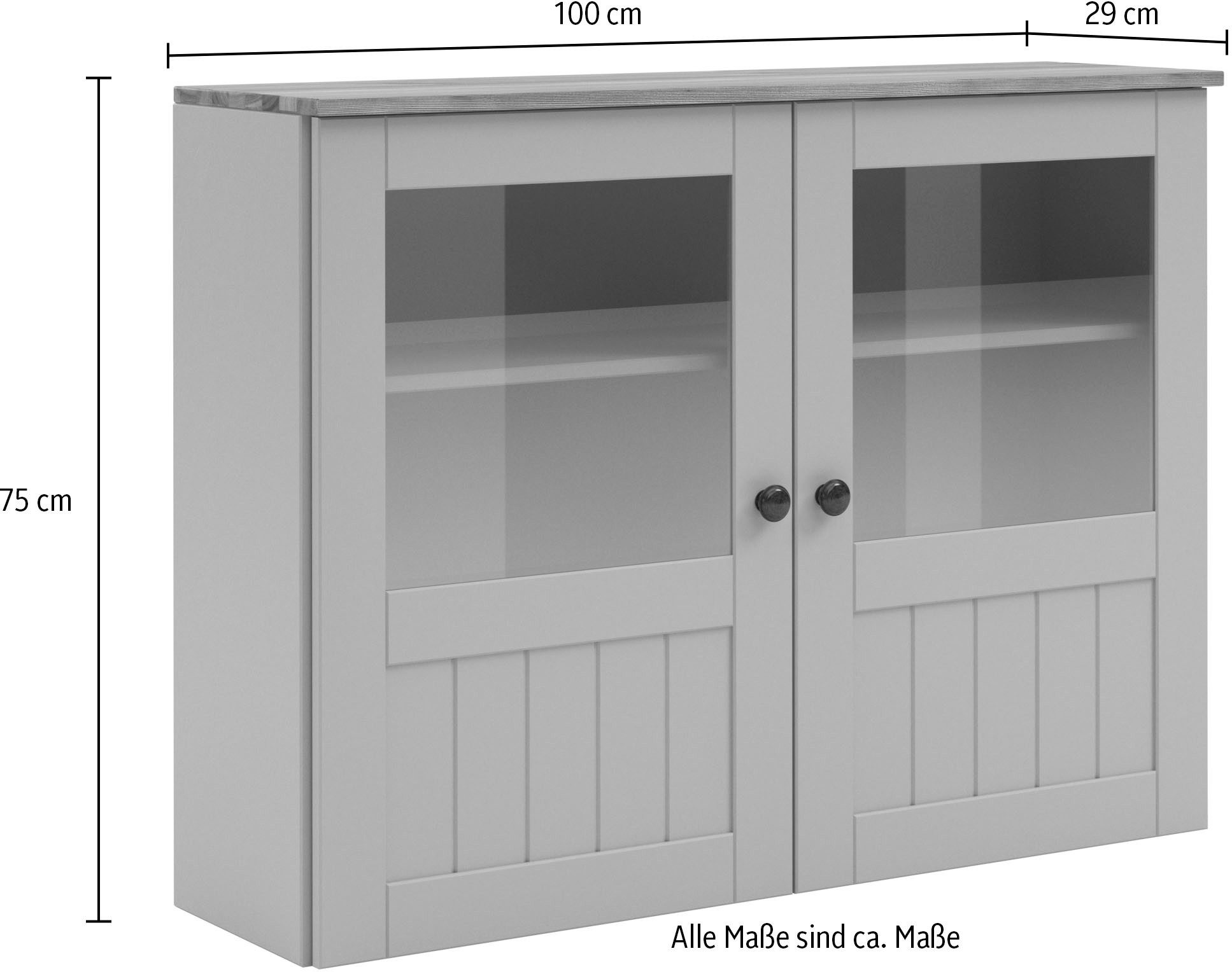 Home affaire Hangkast Alby2 Met metalen grepen en glazen deuren, breedte 100 cm
