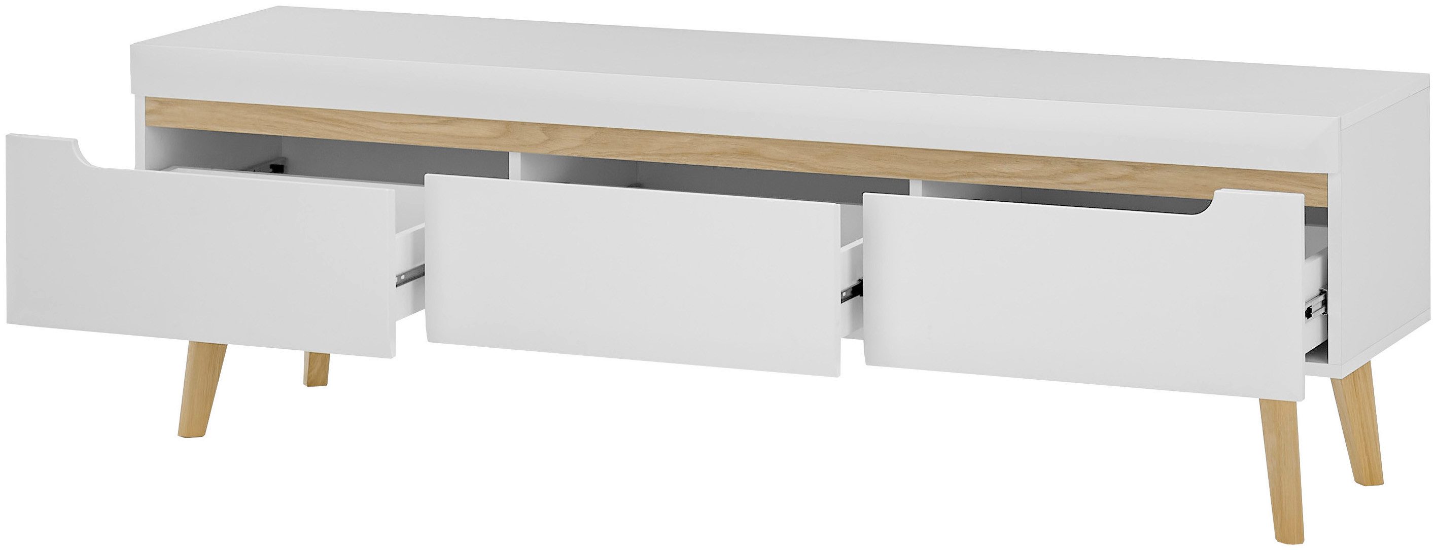 INOSIGN Wandmeubel Torge, wandmeubel, kastwand, mediawand, woonkamer-set bevat 1 vitrine, 1 lowboard, 1 highboard + 1 wandplank, 360 cm breed (set, 4-delig)