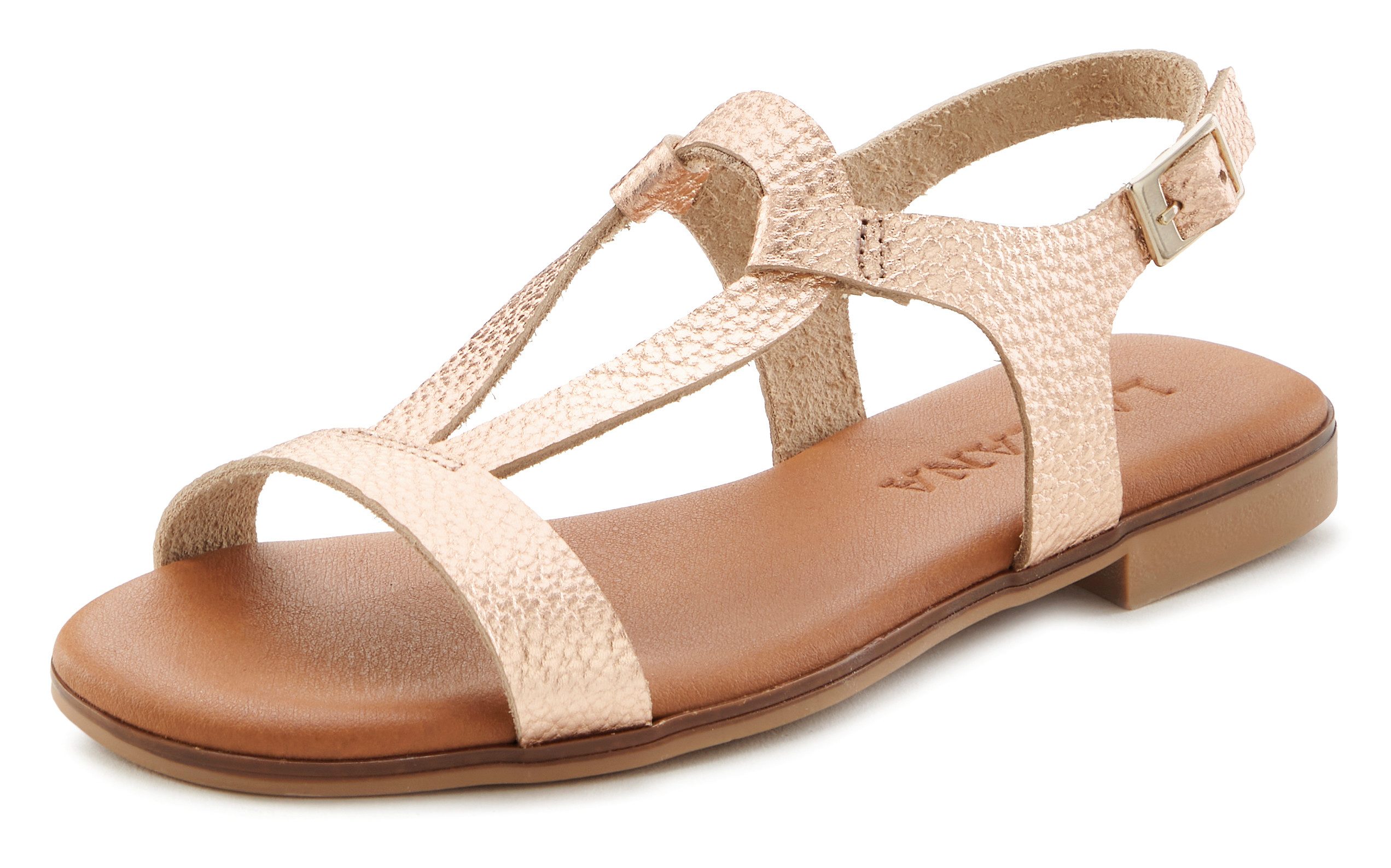 Lascana Sandalen Zomerschoen Sandalette, zomerschoen van hoogwaardig leer in metallic-look