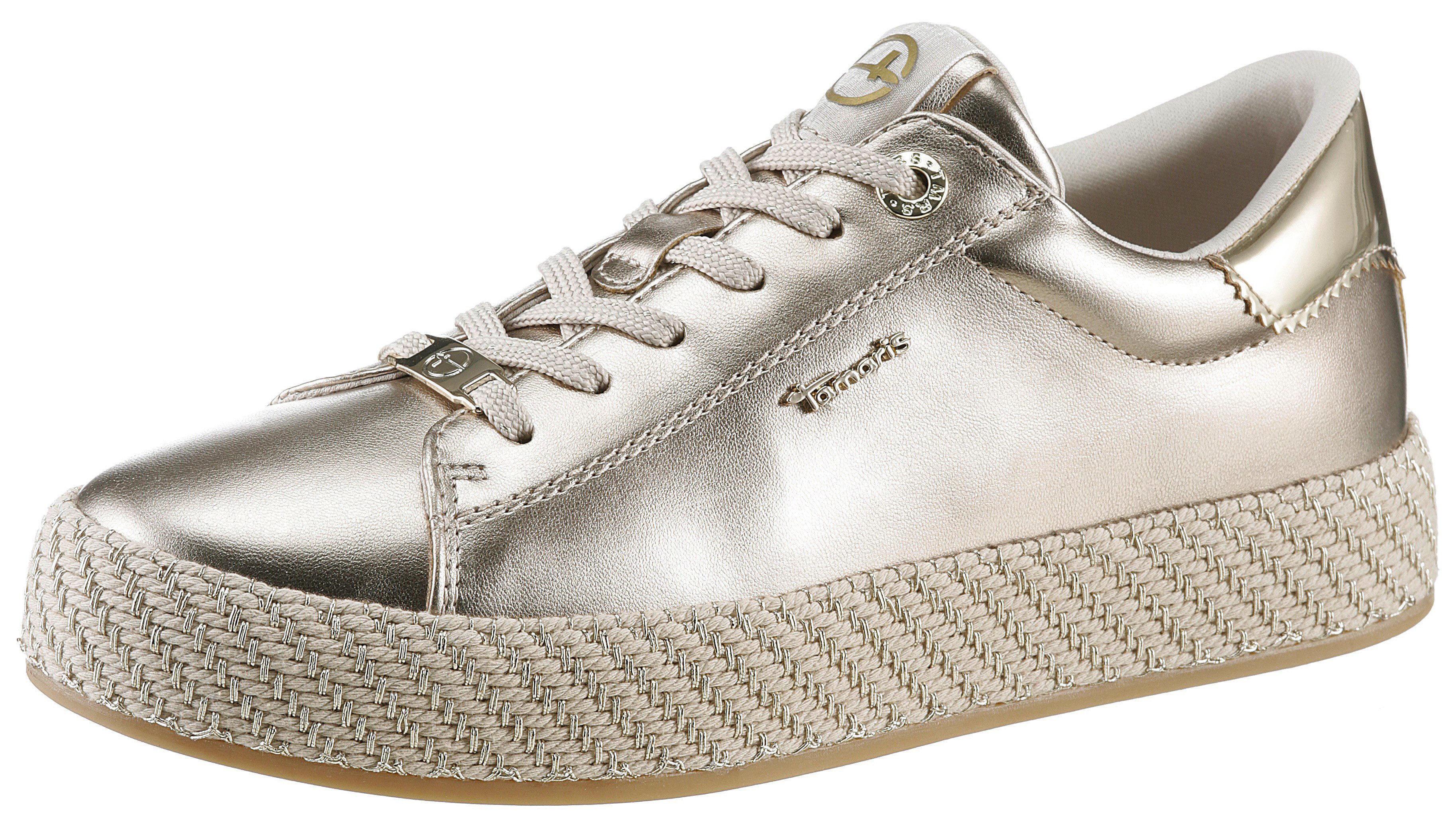 Tamaris Plateausneakers , vrijetijdsschoen, lage schoen, veterschoen met textielkoord aan het plateau