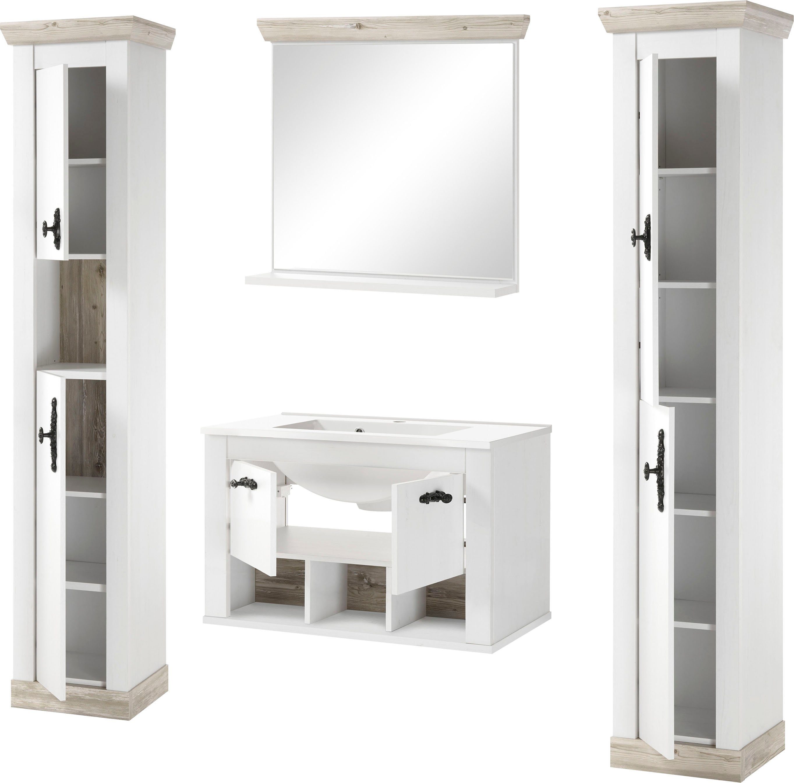 Home affaire Badkamerserie Florenz, badkamer in landhuisstijl, 4-delig badkamer (4-delig)