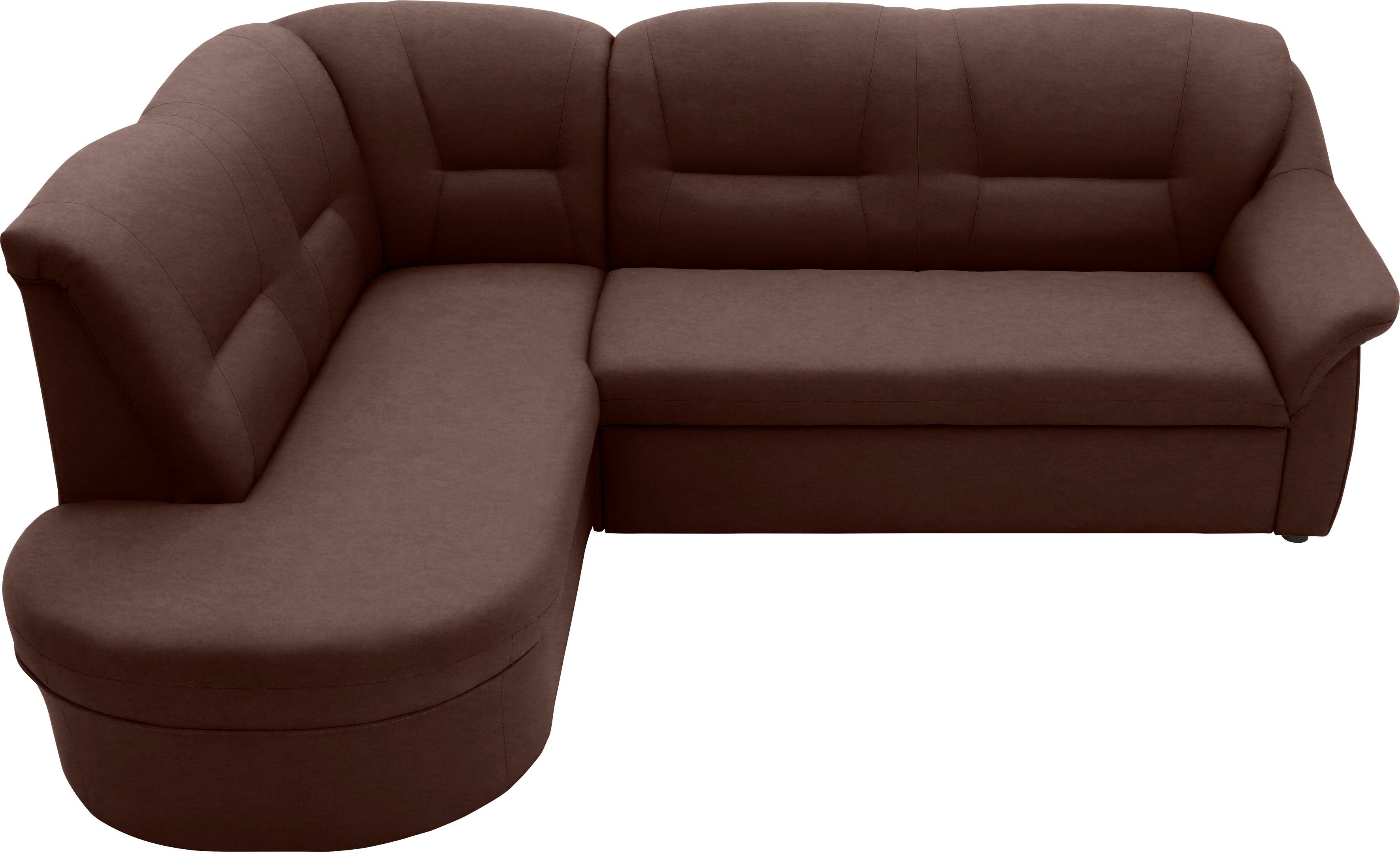 DOMO collection Hoekbank Faenza voor kleine ruimtes, afmetingen 232,176cm, comfortabel, L-vorm bruin, hoekbanken, Met slaapfunctie, mit Bettfunktion
